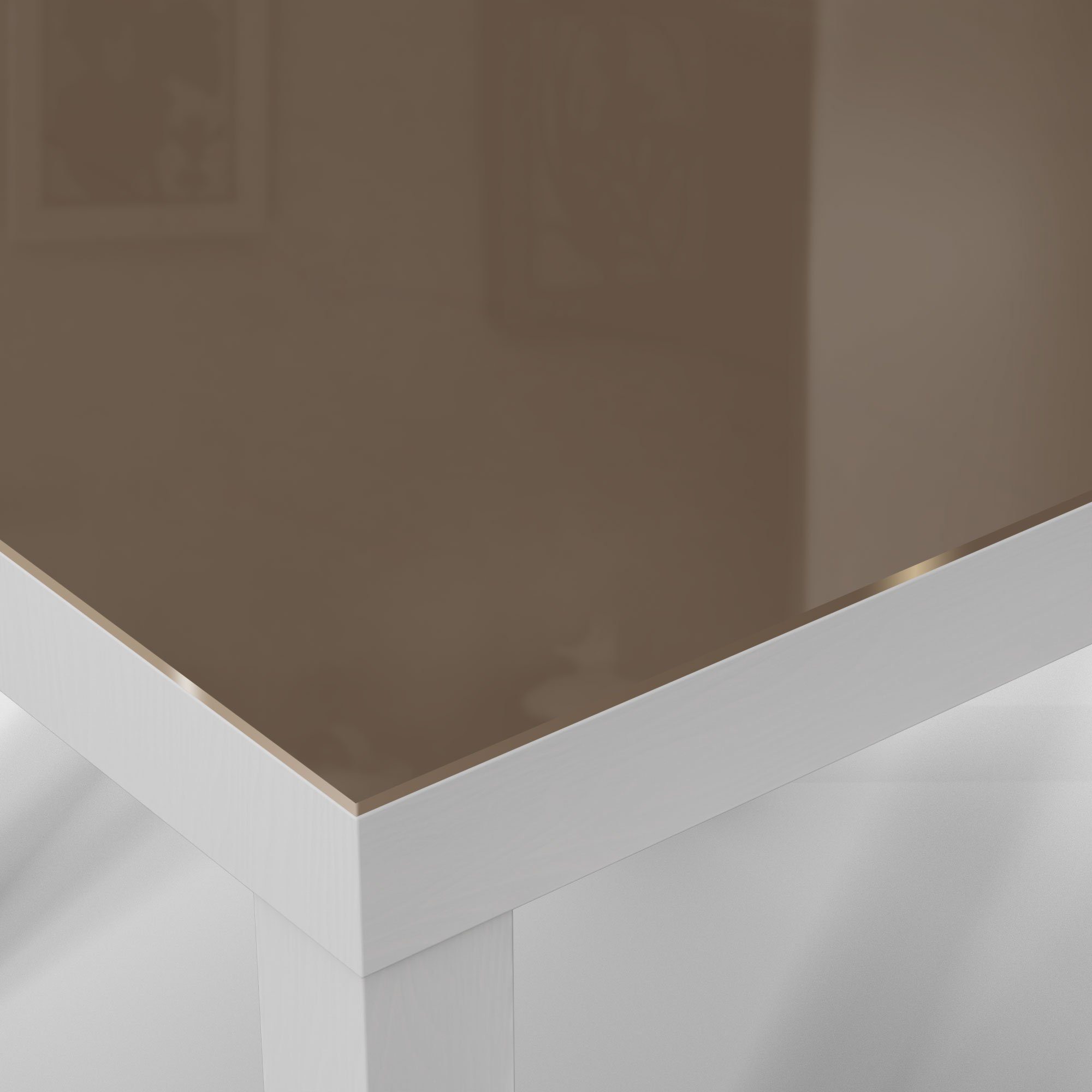 - DEQORI Beistelltisch modern Braun', 'Unifarben Glastisch Weiß Couchtisch Glas