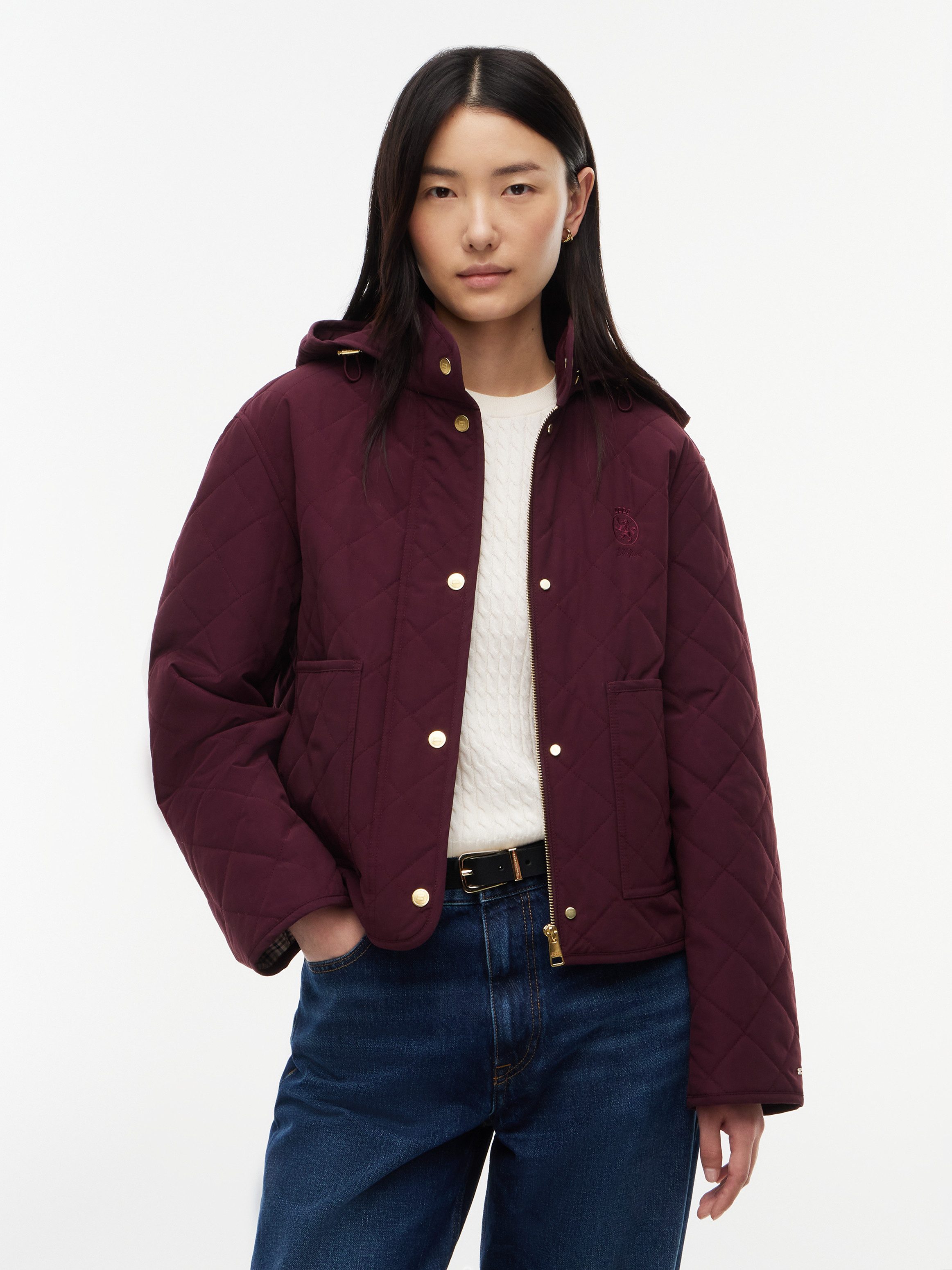 Tommy Hilfiger Steppjacke QUILTED HOOD JACKET Baumwollmischung