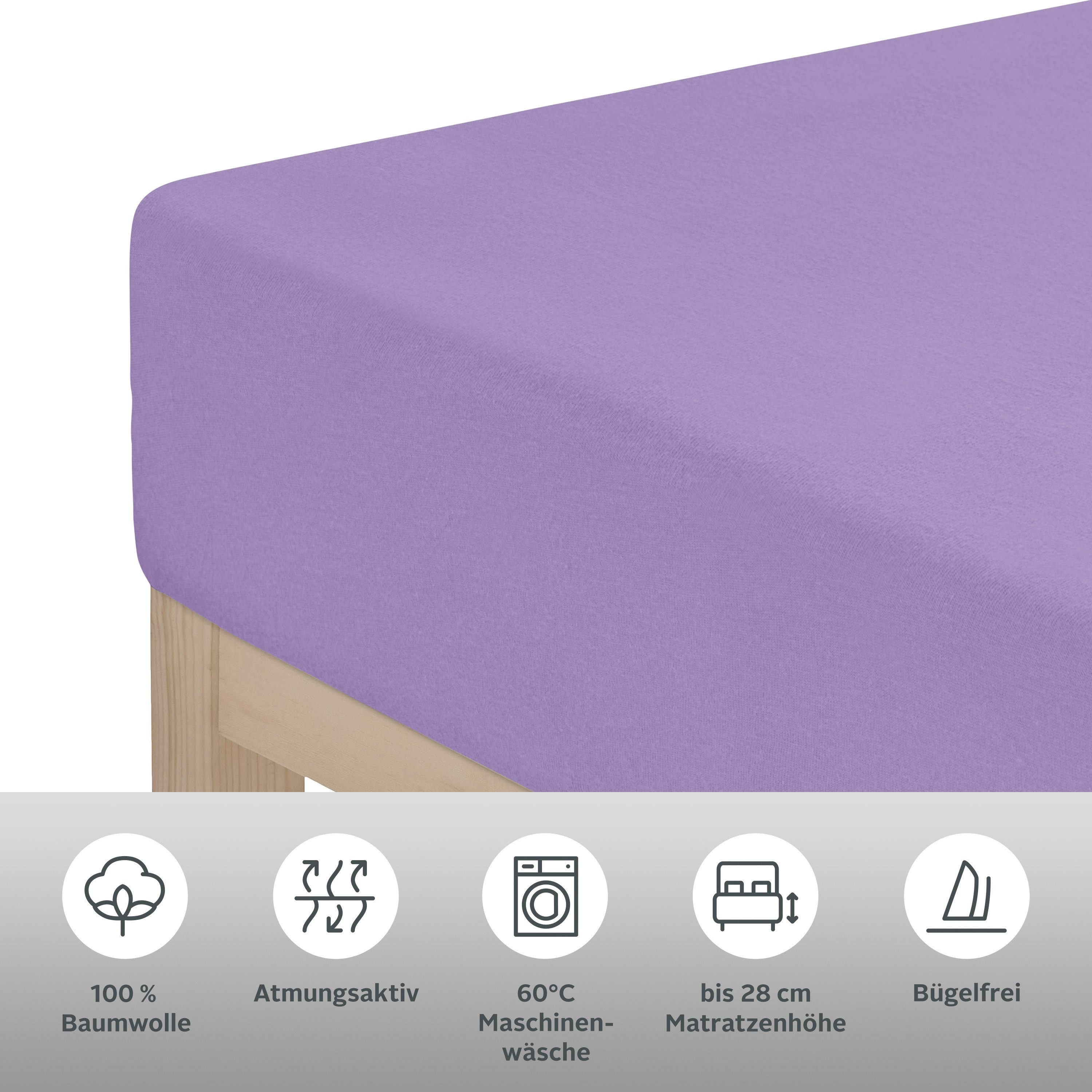 OTTO home Spannbettlaken BLACKBERRY in PREMIUM und BASIC Qualität, 100% Baumwolle, Jersey (110 g/m), Gummizug: rundum, (1 Stück), für hohe Matratzen bis 28 cm,  – Bild 5 von 5