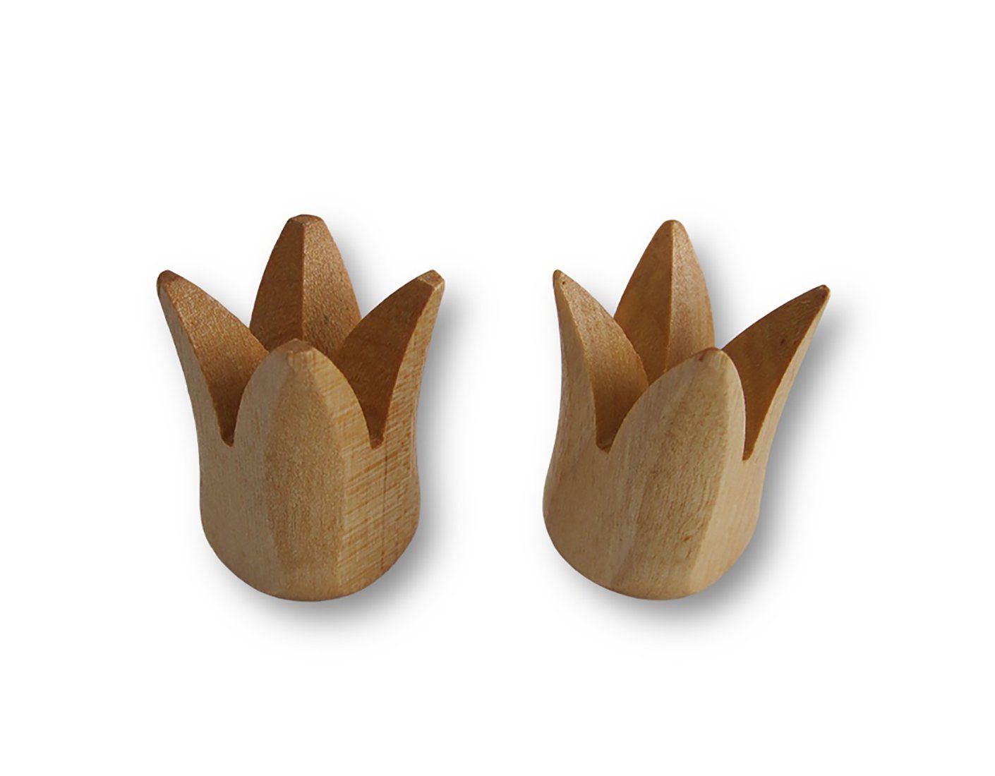 Gardinenstangen-Endstück 2 Endstücke Holzblume Tulpe Holz, nodeko, für Stangen Ø 12 mm, (Set á 2 Stück), zum Aufstecken auf Stangen und Rohre Ø 12 mm natur lasiert