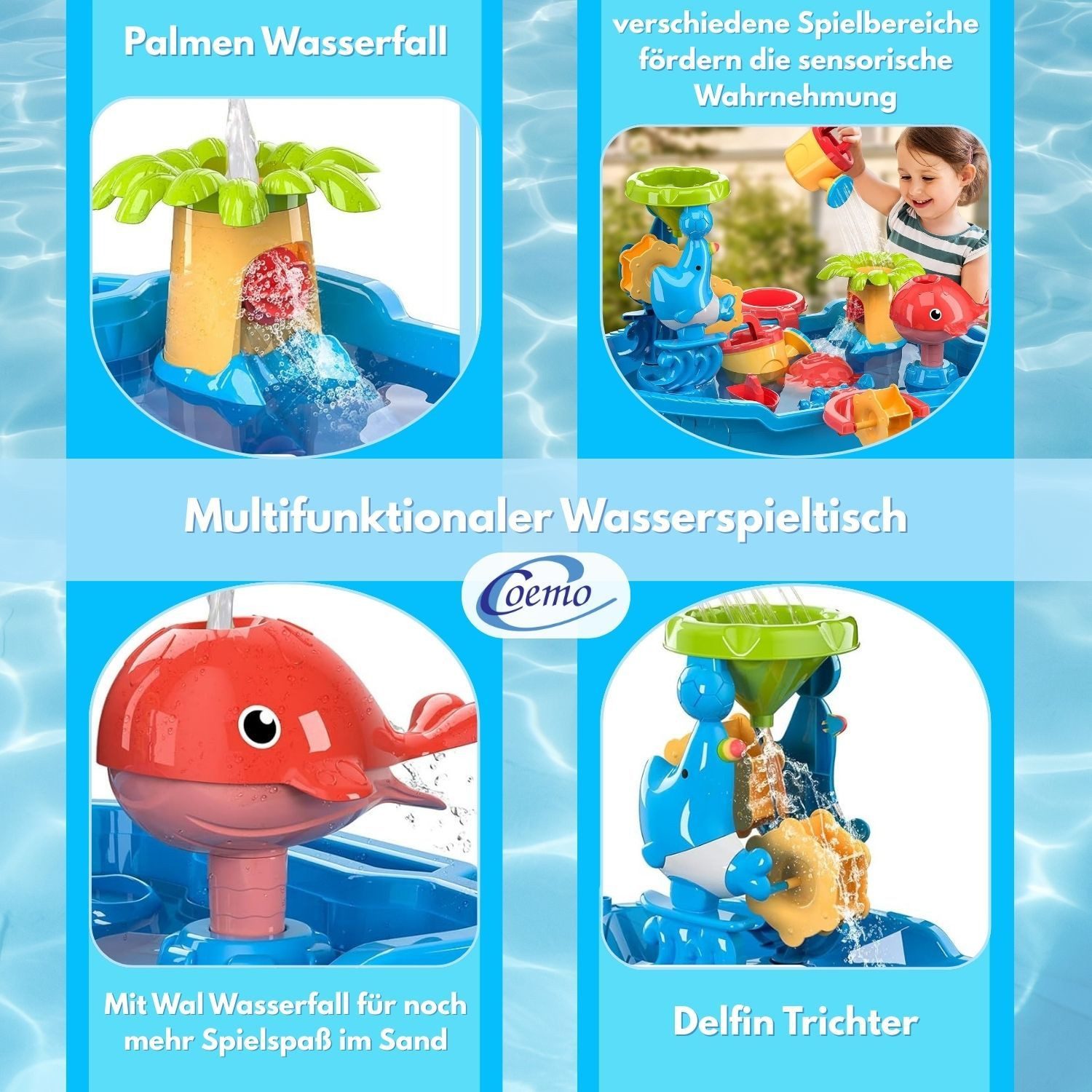 Coemo Wasserspieltisch NARIUS S, (20-tlg), Sand- und Wasserspieltisch Matschtisch inkl. Zubehör