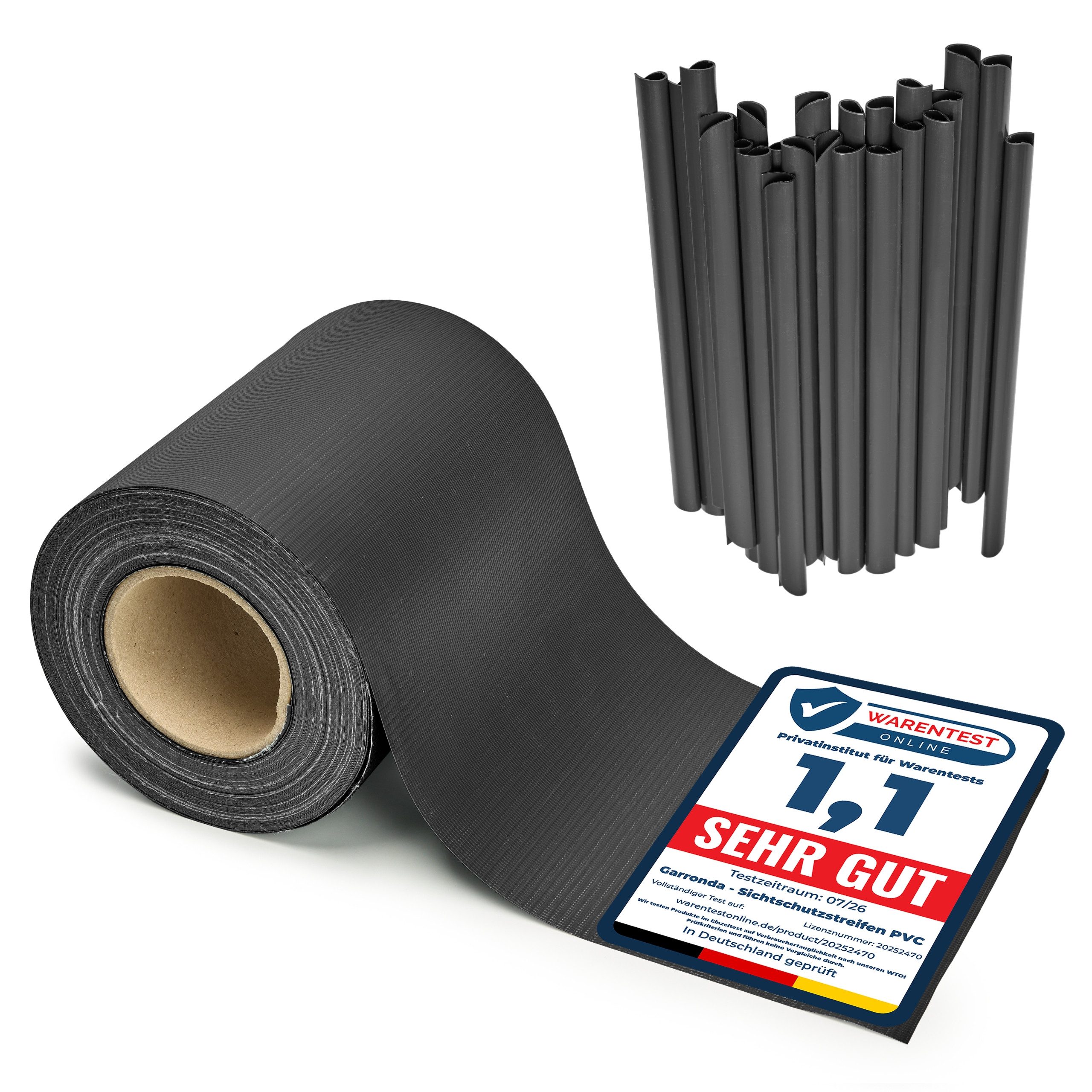 Garronda Sichtschutzstreifen PVC für Doppelstabmattenzaun 19cm Band mit Befestigungsclips GD-0173, (1-St)