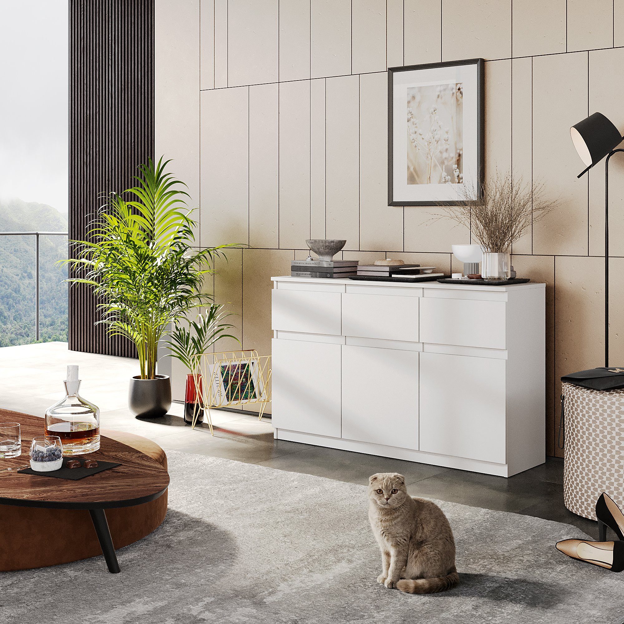 Furnica Kommode Sideboard NOAH 120cm - Weiß Matt