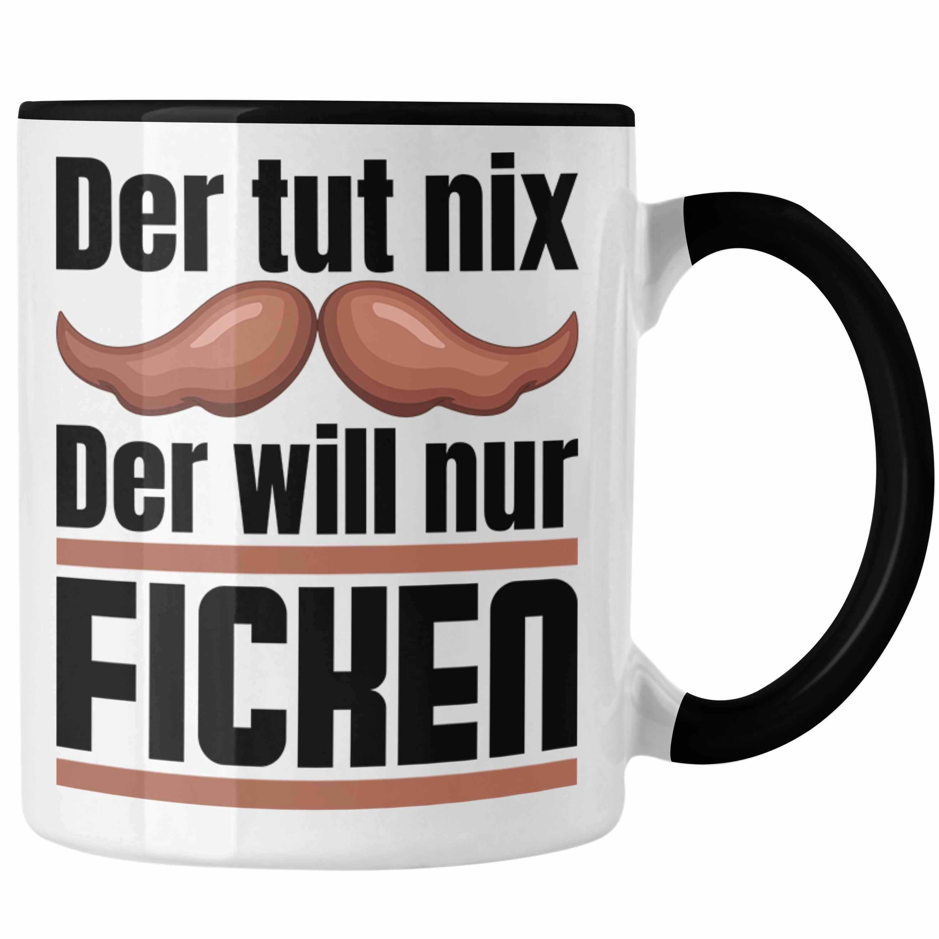 Trendation Tasse Der Tut Nix Der Will Nur Fi.... Tasse Geschenk Männer Freund Geschenki Schwarz