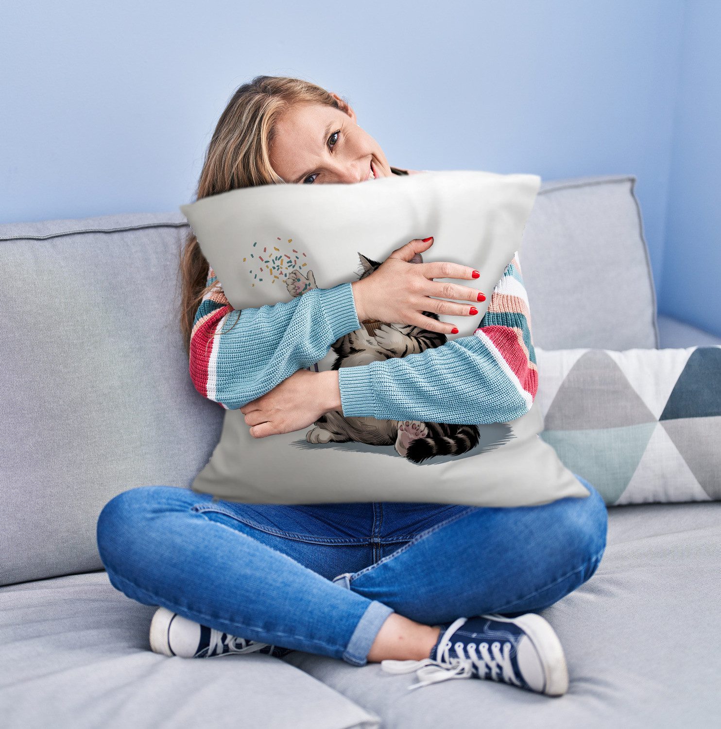 speecheese Dekokissen Pummelige Katze Kuschelkissen - Komm Fetti günstig online kaufen