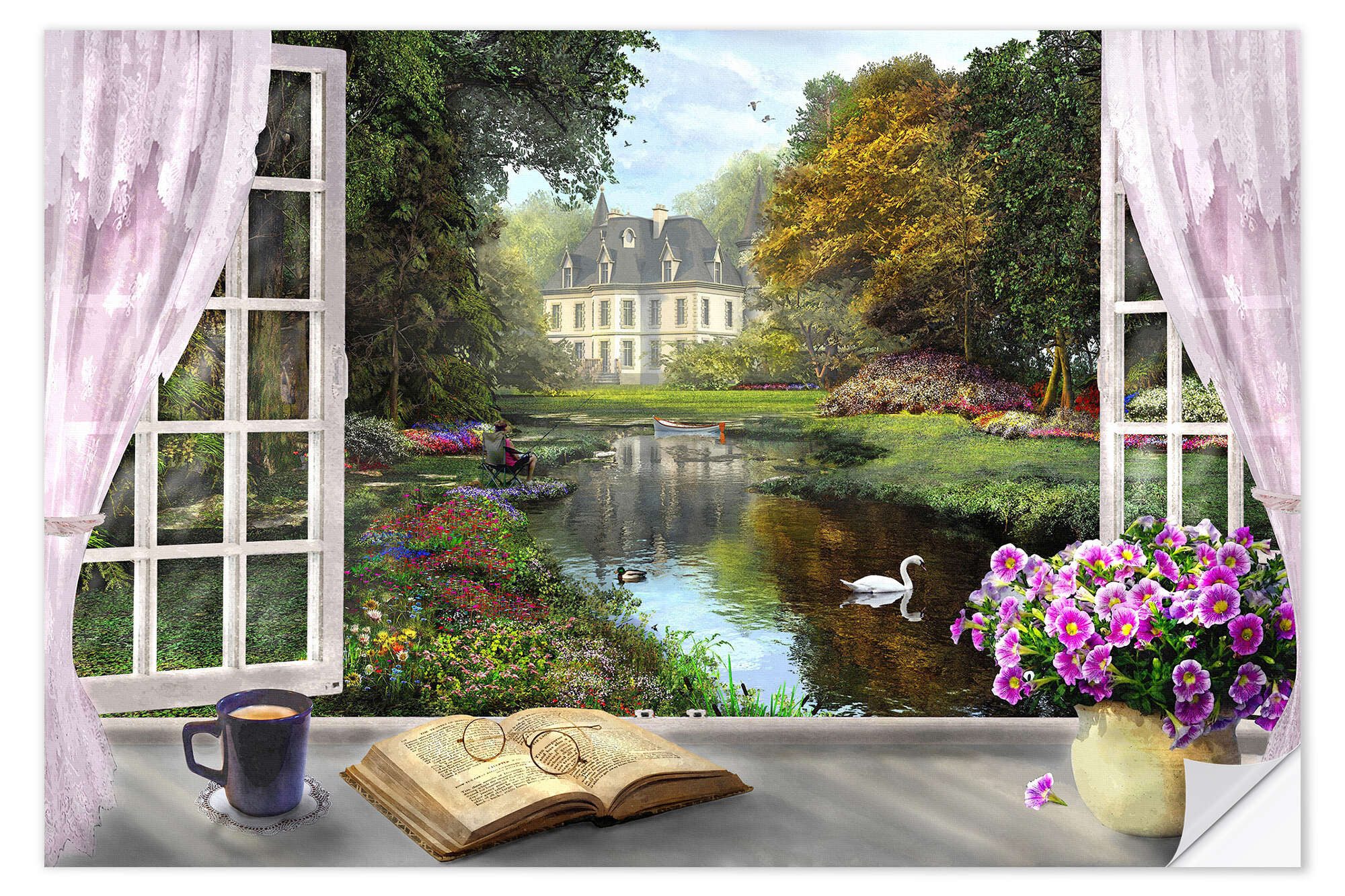 Posterlounge Wandbild Fenster mit idyllischem Blick, Dominic Davison, erhältlich als Poster, Leinwandbild, Wandsticker oder Acrylglasbild