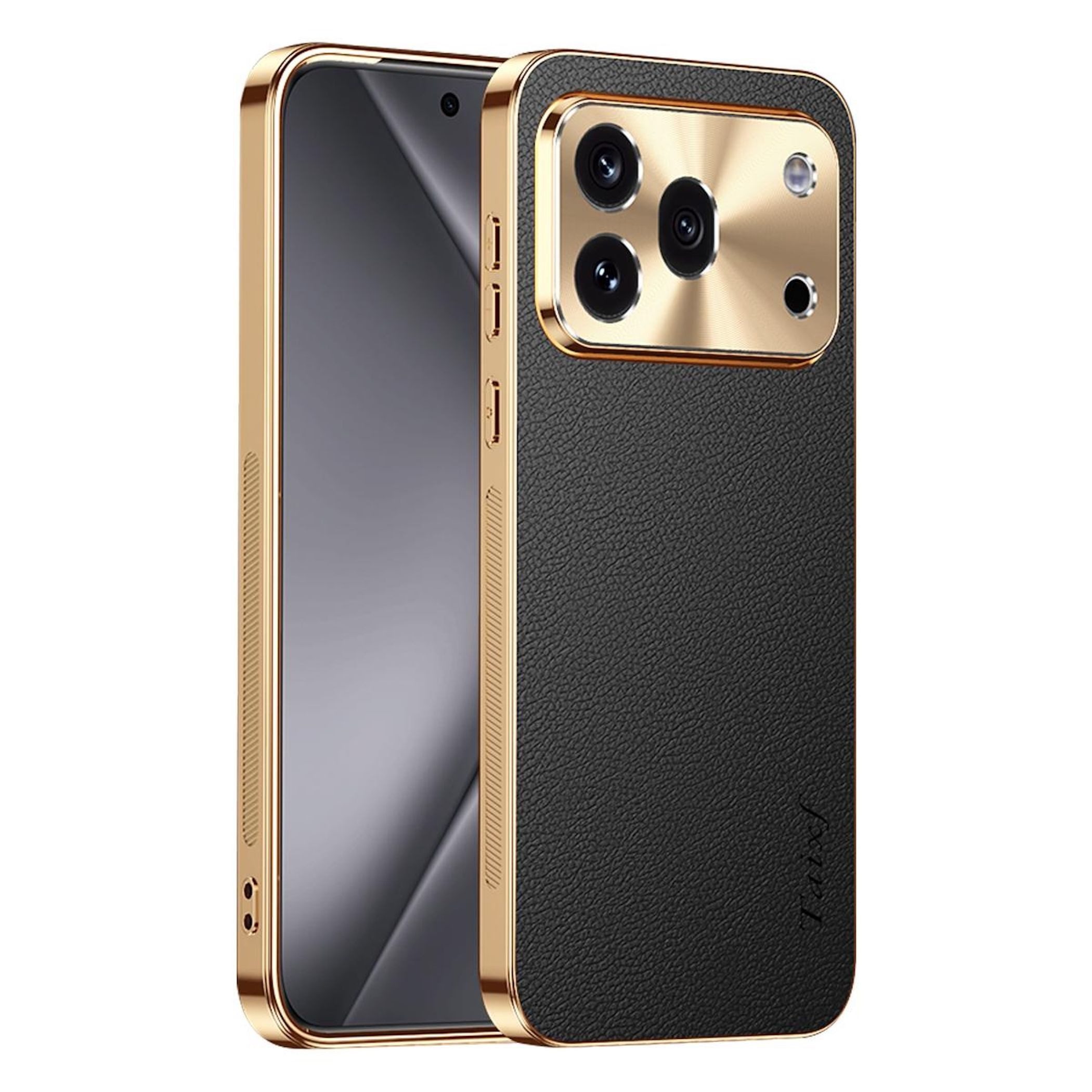 Wigento Handyhülle Linsenschutz für Honor 600 Pro Kunstleder Stoßfest Premium Schwarz 6,57 Zoll, Linsenschutz aus Legierung, elektrobeschichteter Rahmen