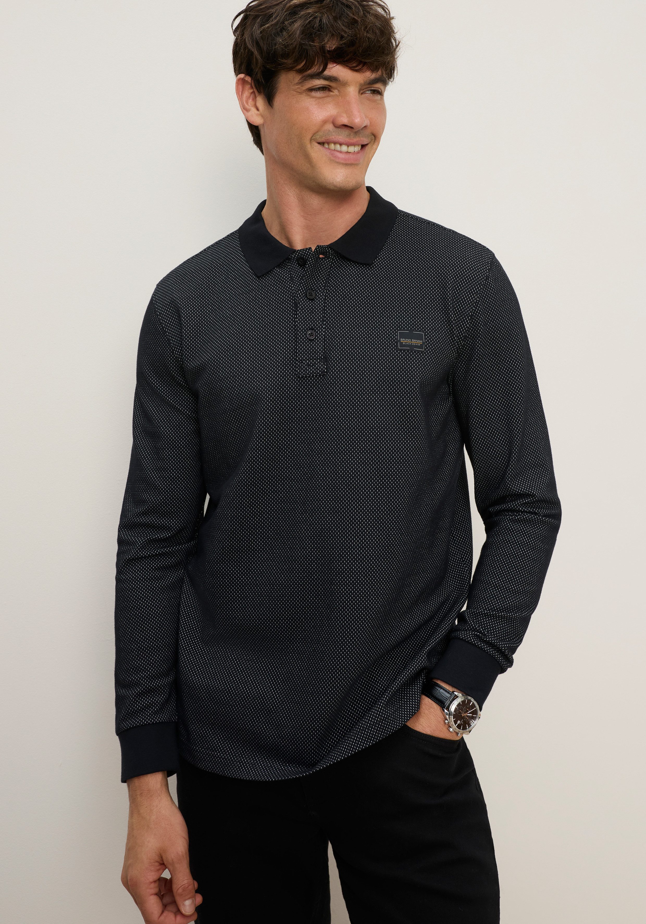 Bruno Banani Poloshirt Markante Melange-Struktur trifft auf zeitlosen Polo-Style