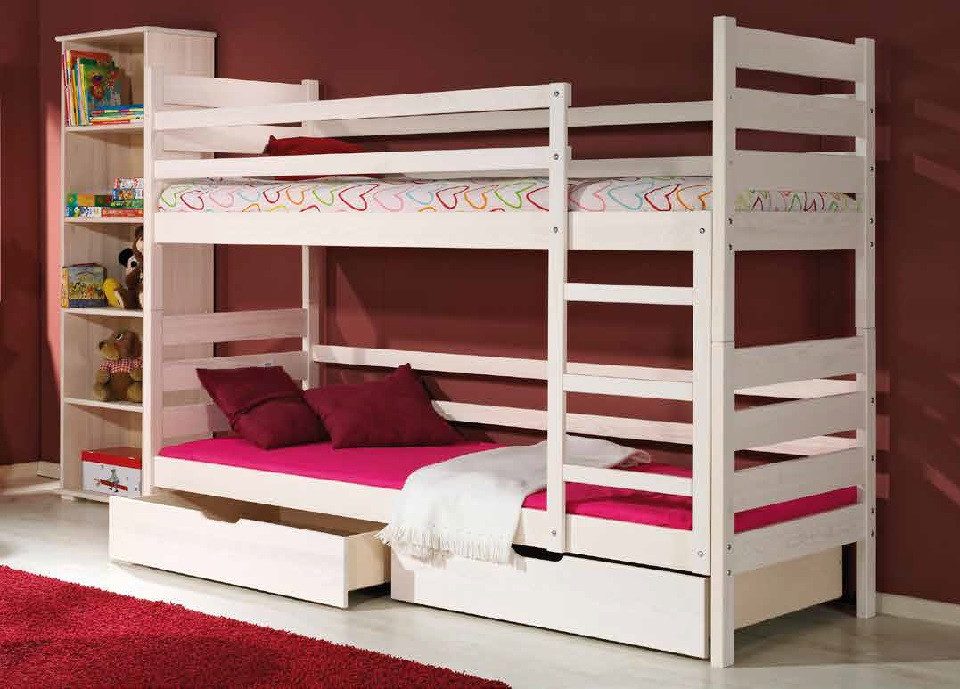 Etagenbett Hochbett aus massivem Holz für Kinderzimmer mit platzsparendem Design