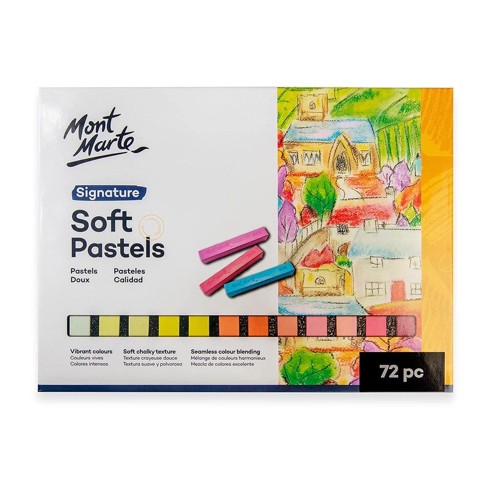 Mont Marte Pastellkreide -SIGNATURE Softpastellkreide Set mit 36 / 72 bunten Softpastellkreiden, – Ideal zum Mischen, Schattieren und Zeichnen feiner Linien