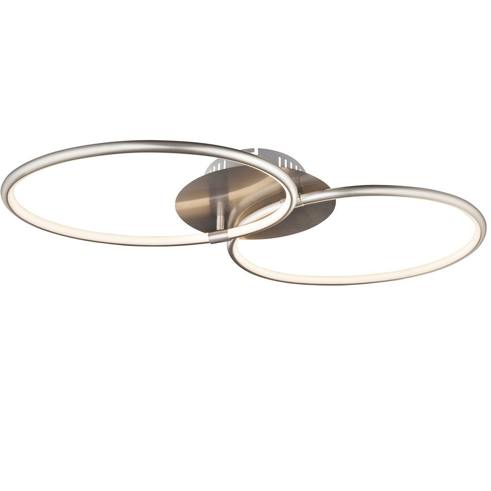 GLOBO LIGHTING LED Deckenleuchte, LED-Leuchtmittel fest verbaut, Warmweiß, Deckenleuchte Designlampe LED Ringe nickel-matt opal Wohnzimmerlampe