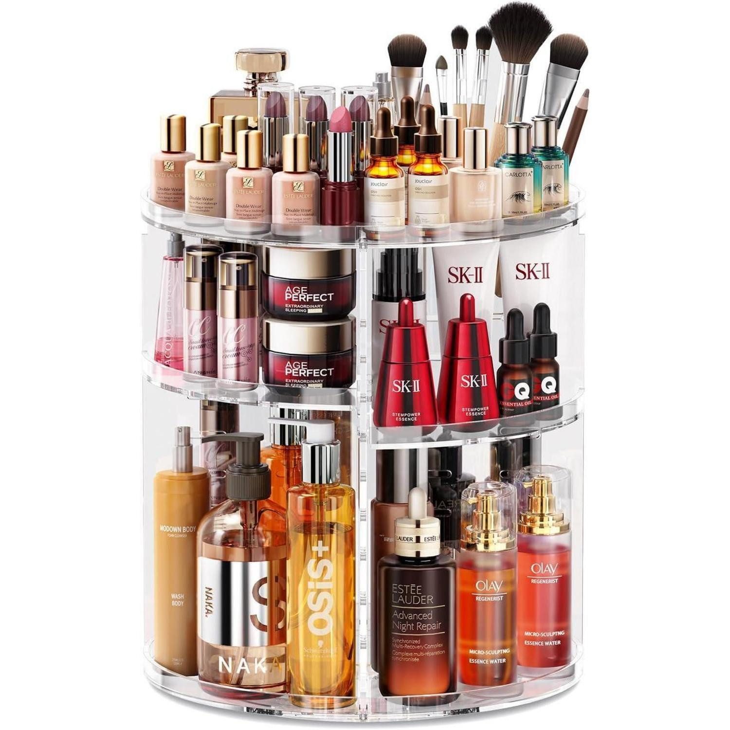 Make-Up Organizer 360° Drehbarer Make Up Kosmetik Organizer Transparent 7 Schichten