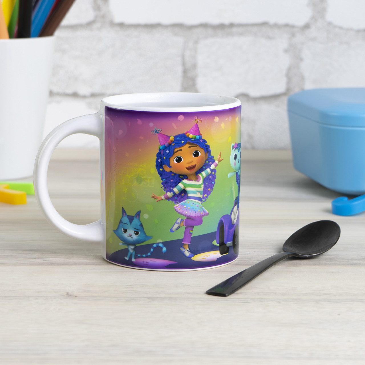 Geda Labels GmbH Tasse Farbwechsel Gabbys Dollhouse Party, 1-tlg., Keramik, Lila, 250ml, mit Thermoeffekt