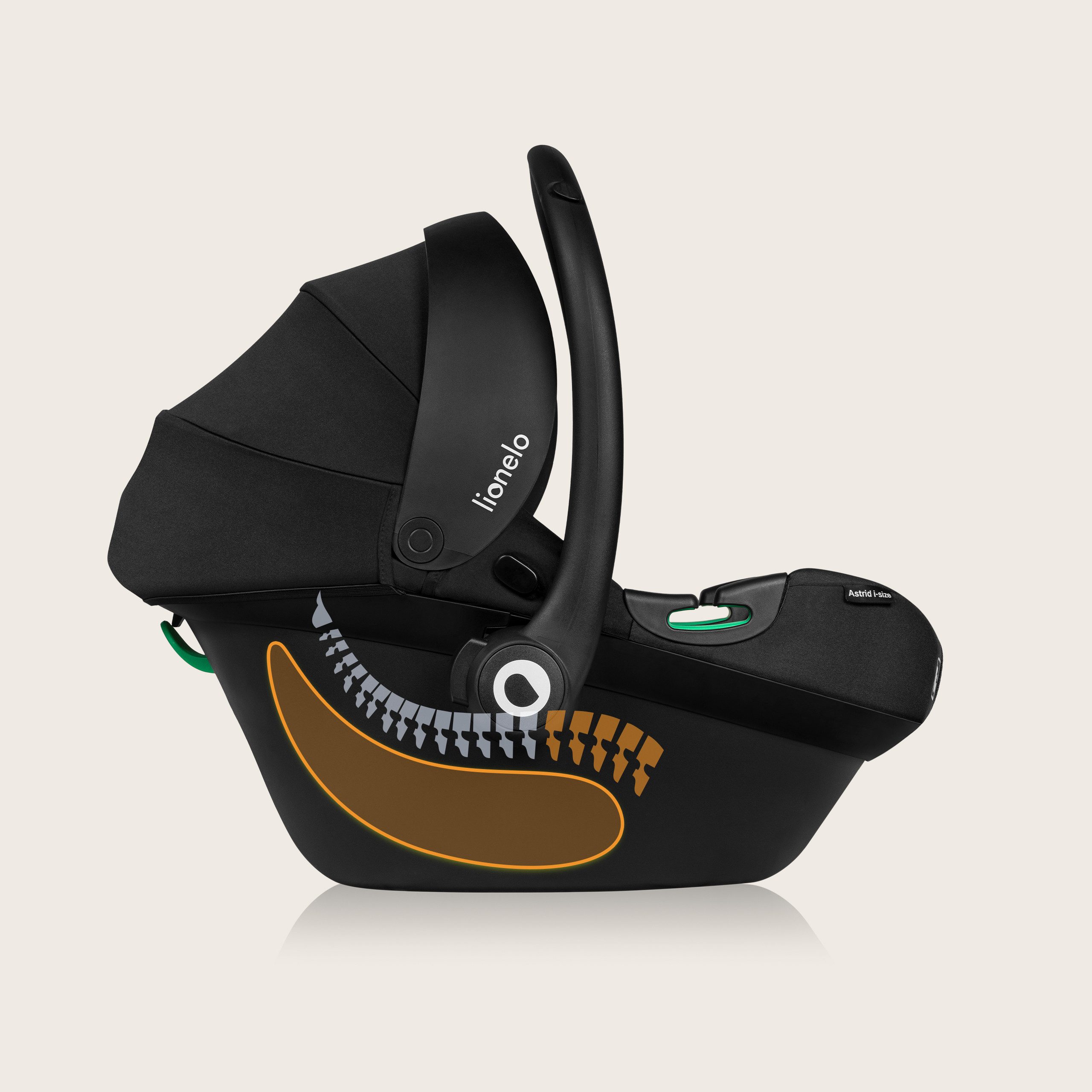 lionelo Babyschale ASTRID I-SIZE, ab: ab Geburt, bis: bis 87 cm, ab: 40,00 cm, bis: 87,00 cm, (Set), Sehr stabiler Träger, Höhenverstellung, Modernes Design