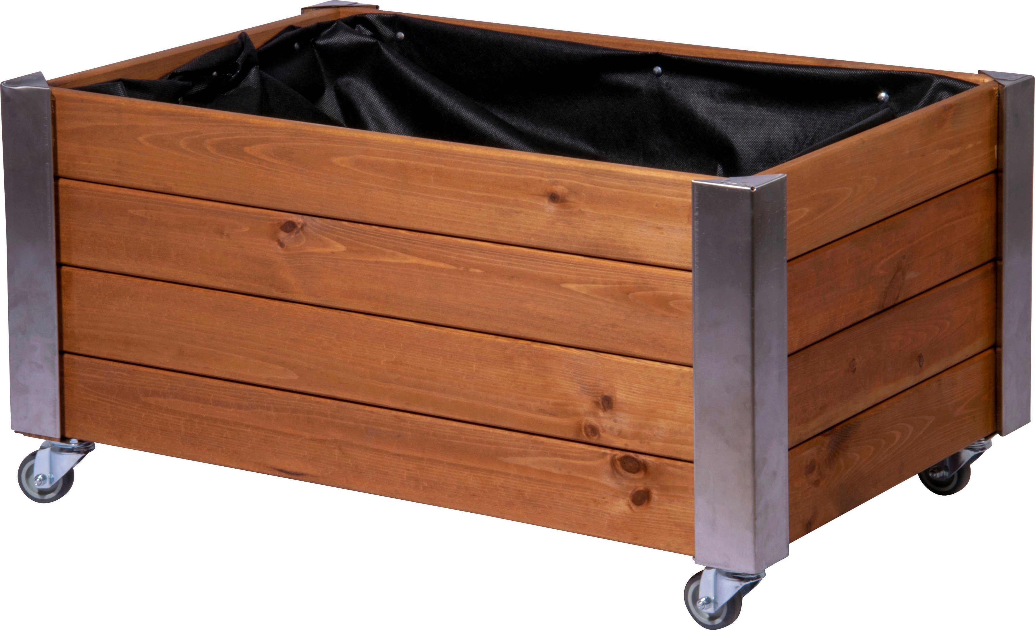 dobar Hochbeet Rollfi, FSC®-zertifiziertes Kiefernholz, wetterfest lasiert, mit Rollen