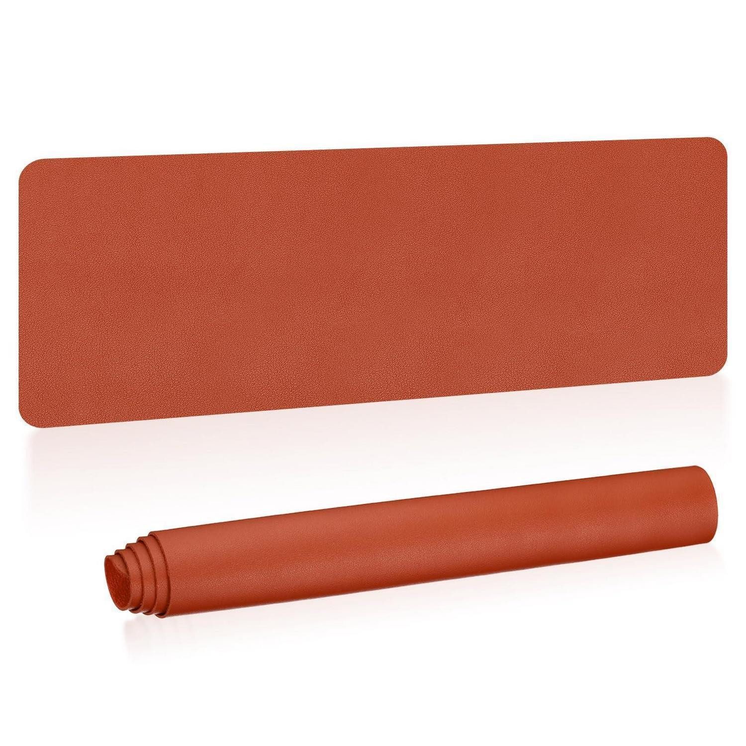LuxusKollektion Schreibtischunterlage Schreibtischunterlage Groß 140x43cm Orange Doppel-/PU-Leder