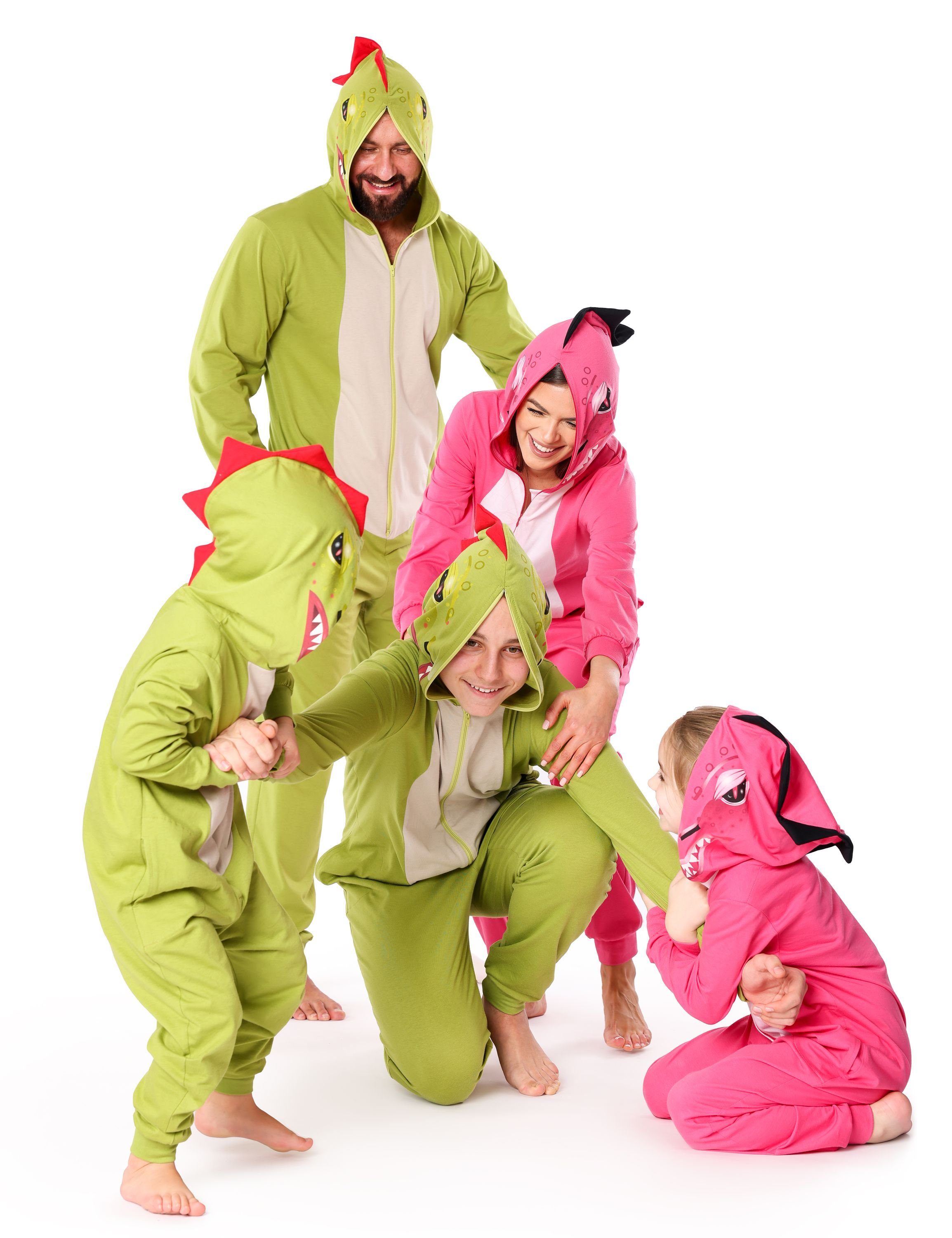 Ladeheid Schlafanzug aus Kapuze Baumwolle Grün ohne mit Herren Dino Tierkostüm LA40-239 Schlafanzug