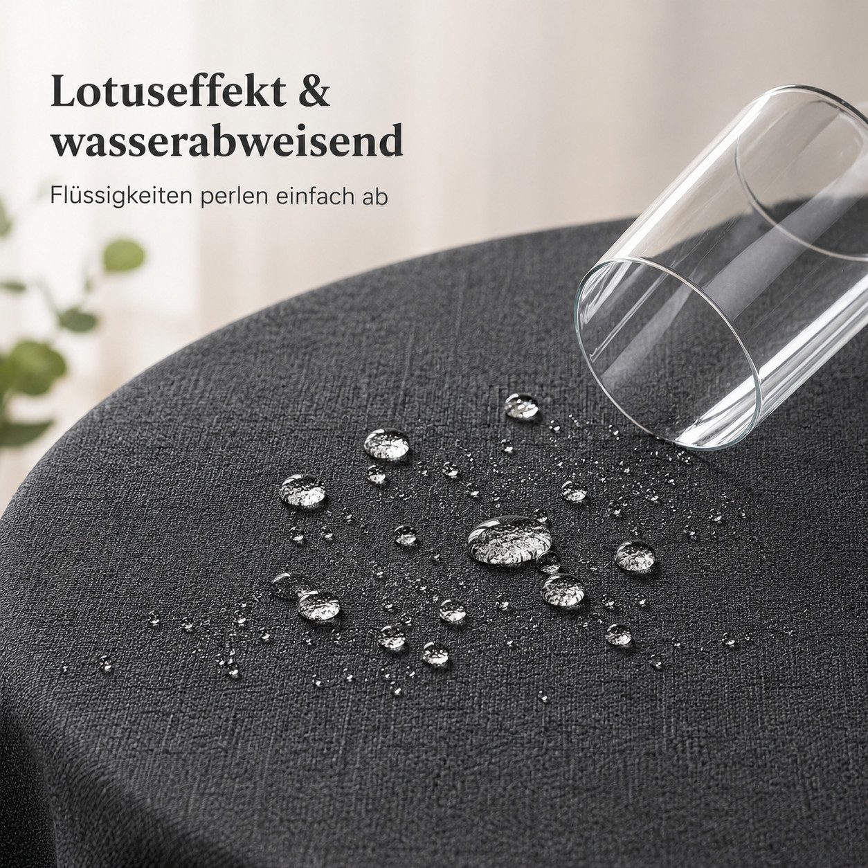 Simurq Tischdecke Rund 140 Leinenoptik Lotuseffekt Tischwäsche Wasserabweisend (Tischwäsche Wasserabweisend, Tischdecke Rund φ140cm), Tischdecke Abwaschbar Outd – Bild 5 von 5