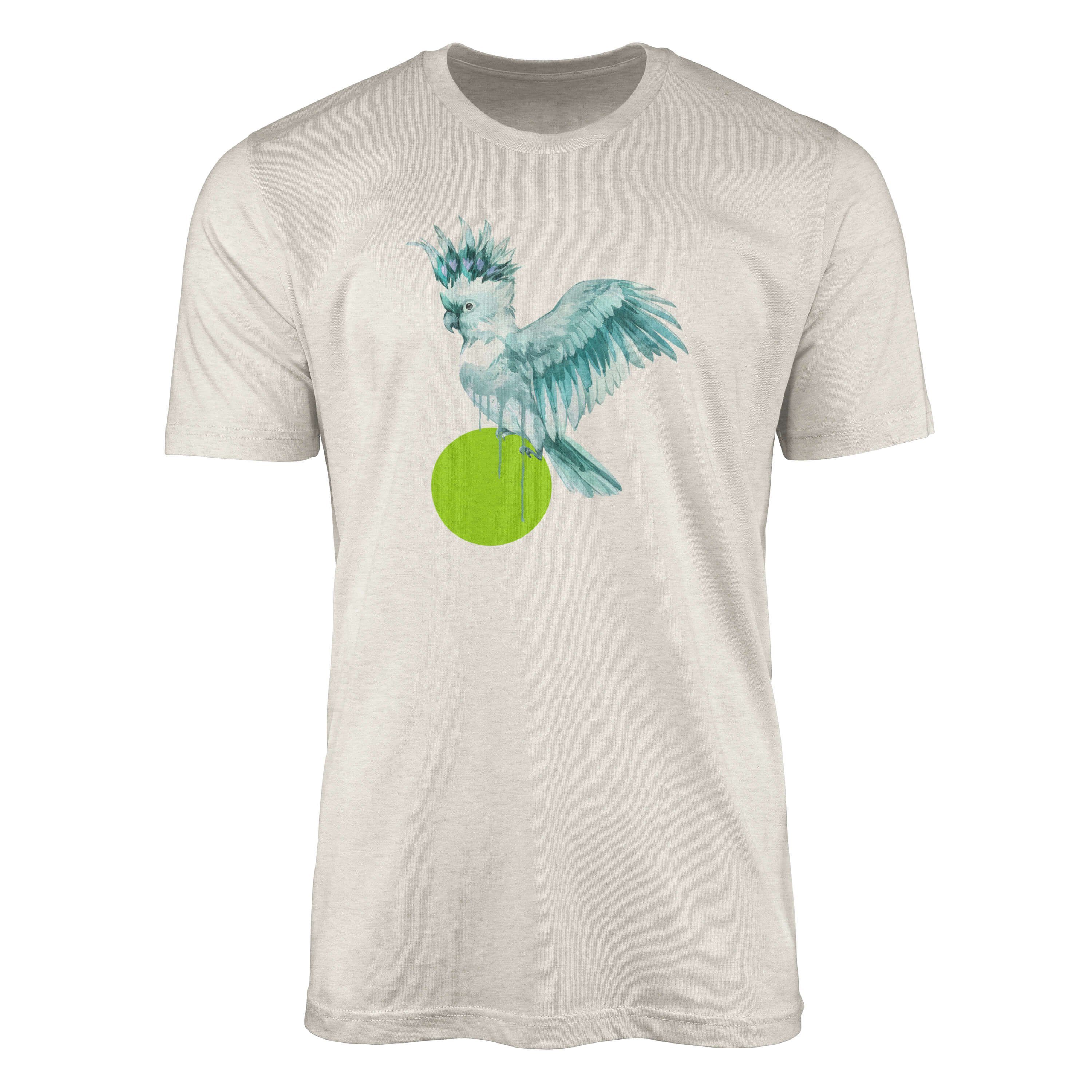 Motiv Shirt Herren Organic (1-tlg) Art Bio-Baumwolle T-Shirt Farbe Ökomode Aquarell T-Shirt Sinus Nachhaltig Papagei