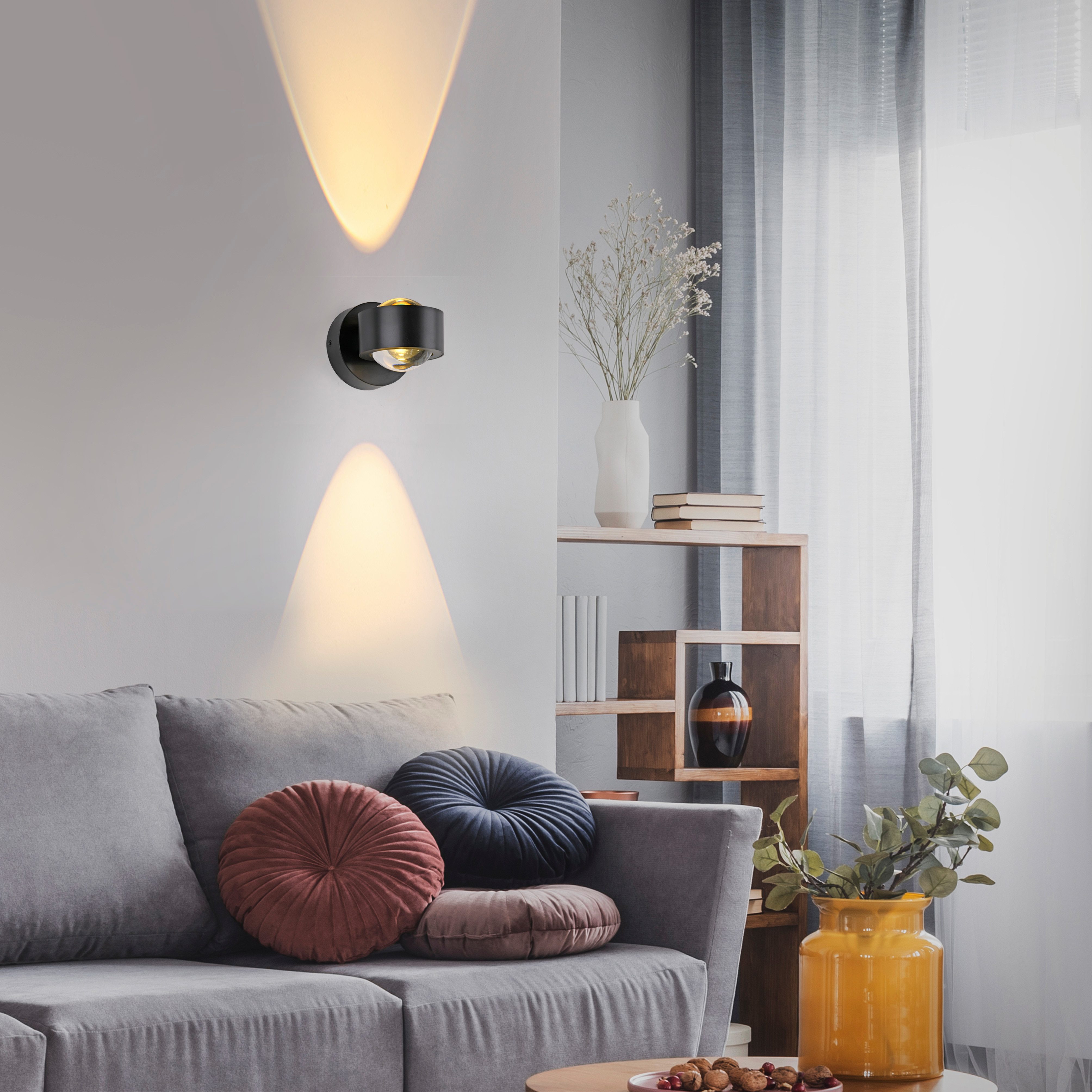 JUST LIGHT LED Wandleuchte AKKU-CHIA, Memory, nach Trennung vom Netz, LED fest integriert, Warmweiß, Akkubetrieben inkl. USB-Ladekabel, 5 Stufen Dimmung + Timerfunktion