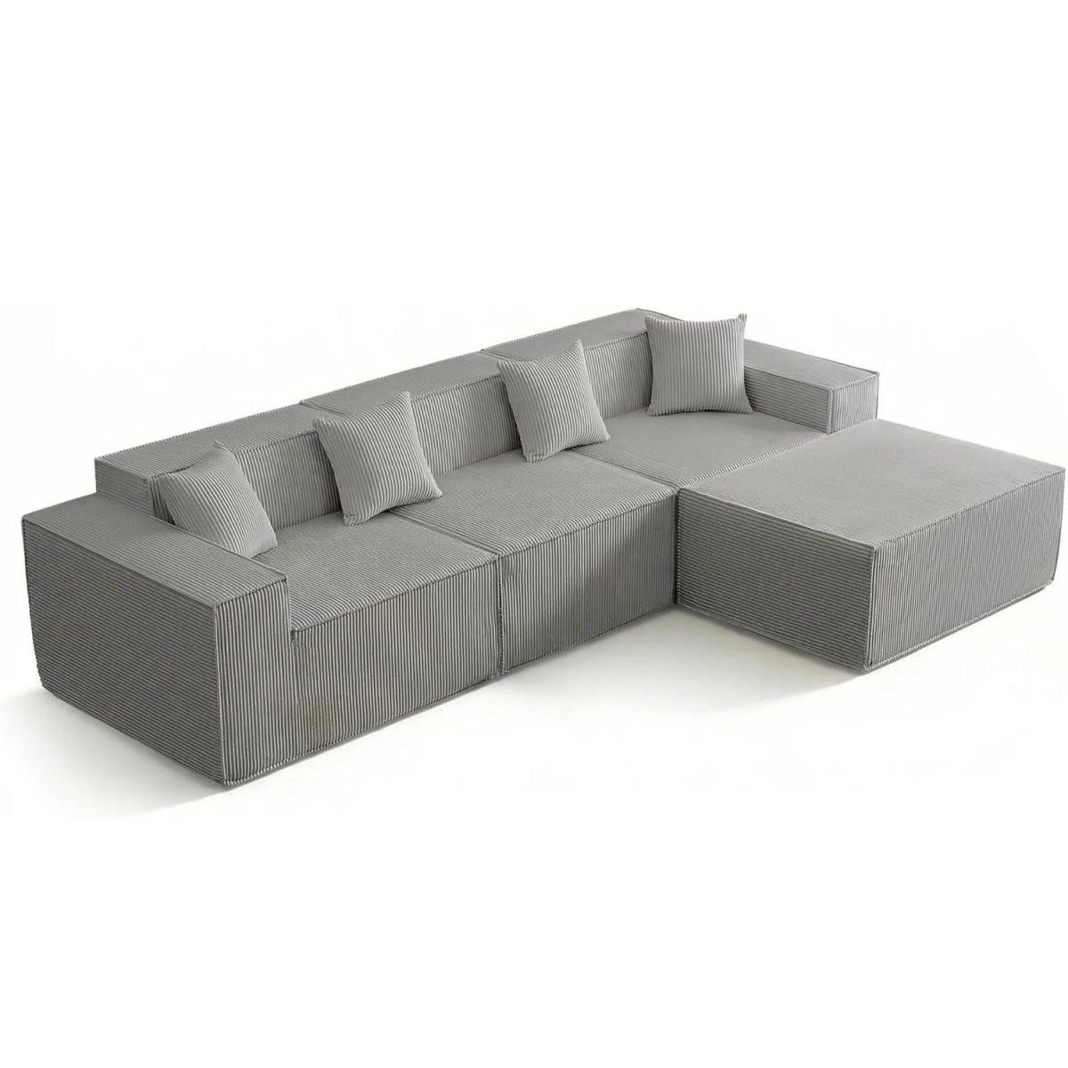 Happy Home Ecksofa Cord Ecksofa mit Schlaffunktion, 3-Sitzer, weich, ohne Holzrahmen