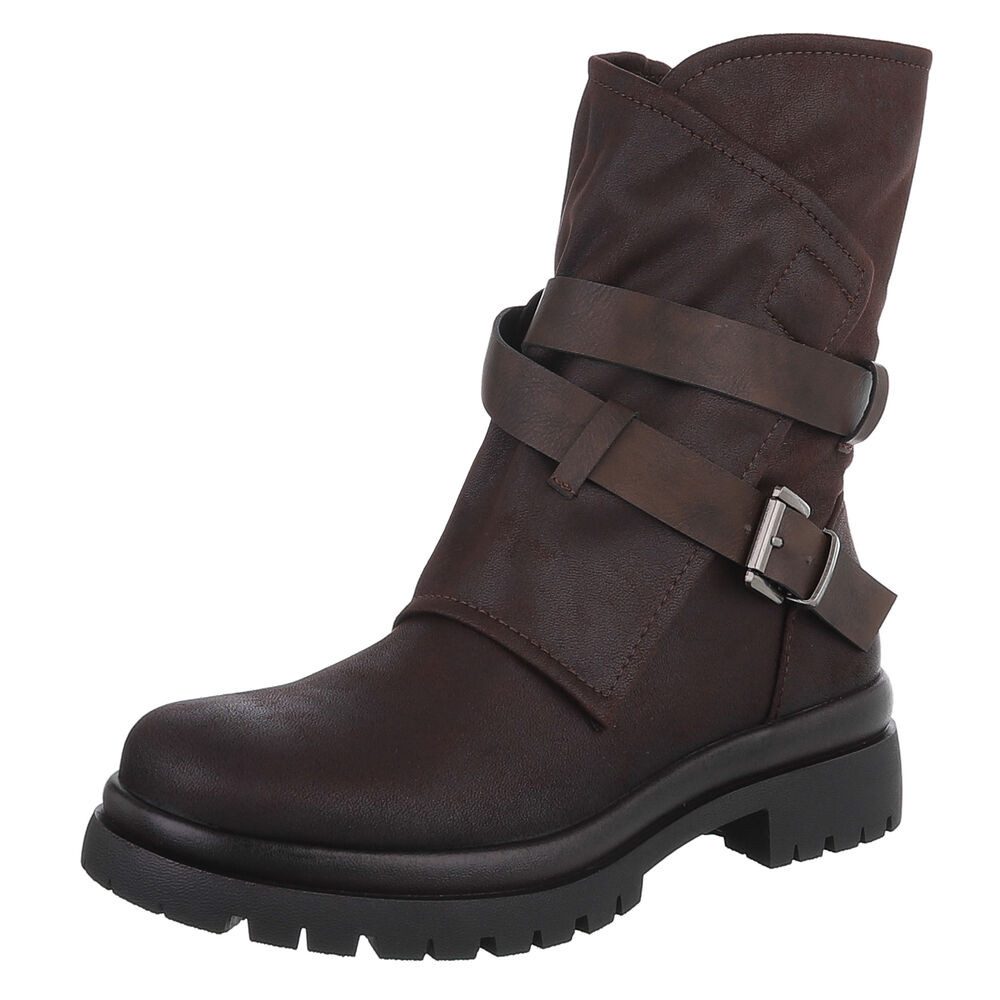 Modische Boots mit Riemen und profiliertem Absatz Westernstiefelette