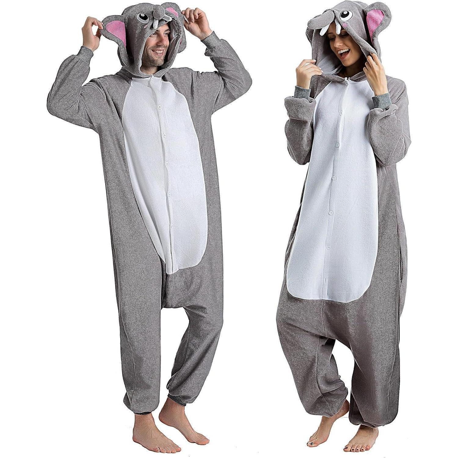 LuxusKollektion Maskottchen-Kostüm Spooktacular Creations Tier Kostüm Elefant Onesie Jumpsuit Erwachsene