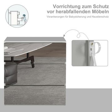 radelldar Kommode Konsolentisch Sideboard mit 3 Schubladen Spiegelfolie,70x40x76cm