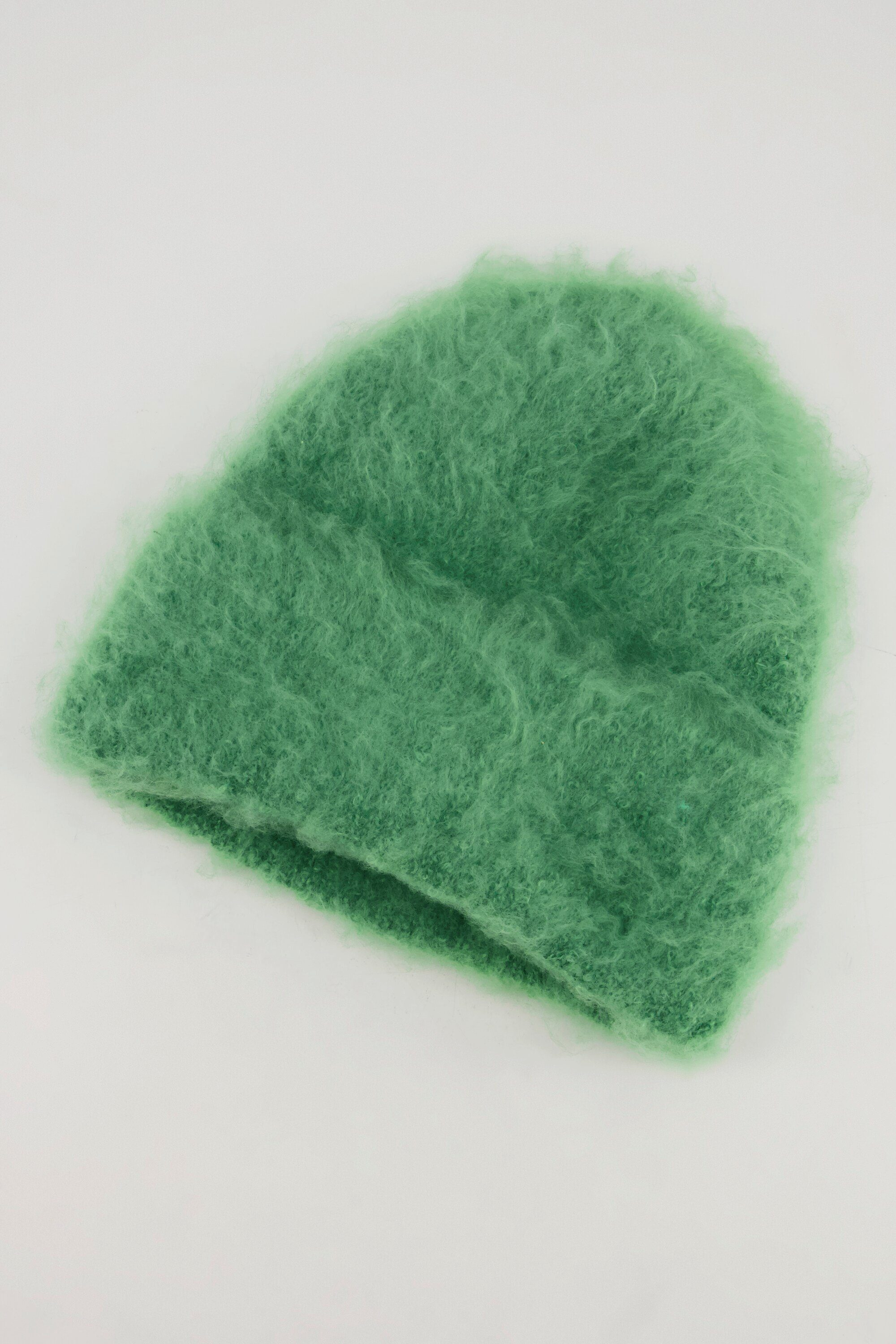 Strickmütze Ulla grün Bouclé-Rippstrick kuschelweich Popken Baumwollhandschuhe