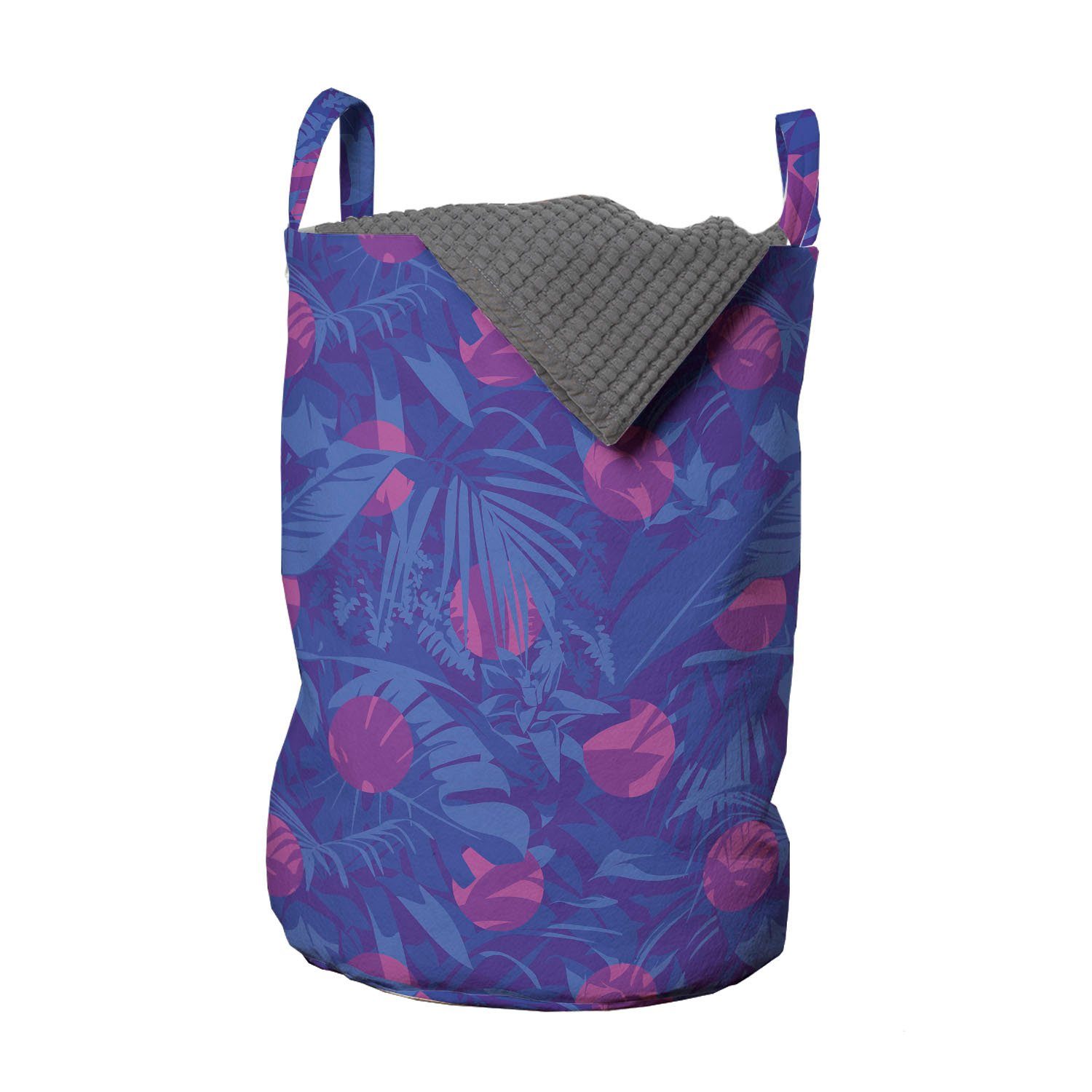 Abakuhaus Wäschesäckchen Wäschekorb mit Griffen Jungle für Leaves Kordelzugverschluss Waschsalons, geometrische Rund