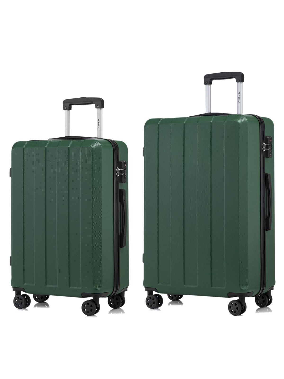 YONSLY Kofferset Hartschalen-Trolley Reisekoffer mit TSA-Schloss und YKK-Zipper, 4 Rollen, (Hartschalen Trolley Set, 2 tlg., L-XL-Set), ABS-Aluminium Hartschalen-Trolleys mit 360°-Doppelrollen für Reisen