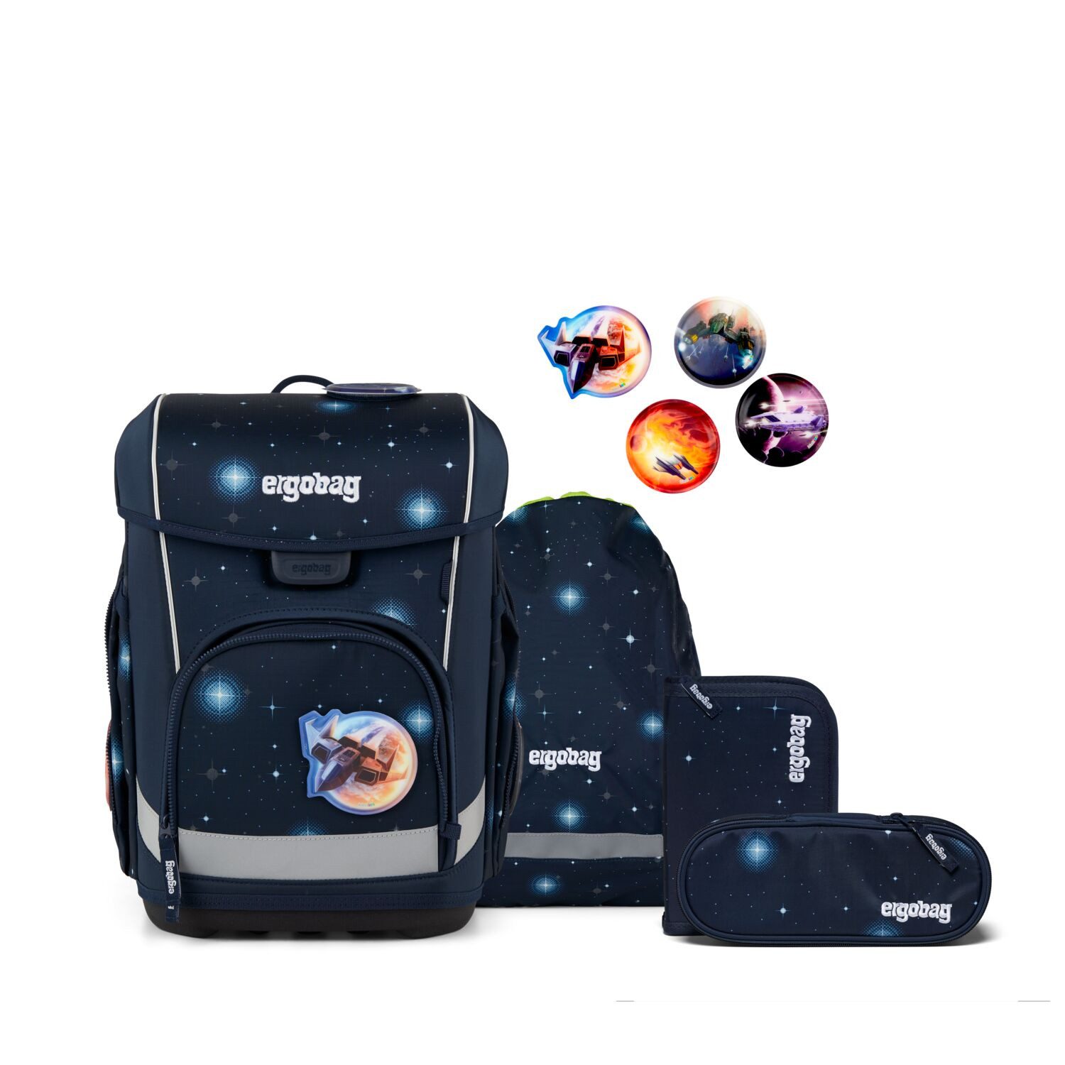 ergobag Schulranzen Schulranzen-Set CUBO LIGHT KoBärnikus 5-teilig, 25/26 (5-teilig), Superleicht, Hugging-Rückensystem, für kleine/schmale Kinder