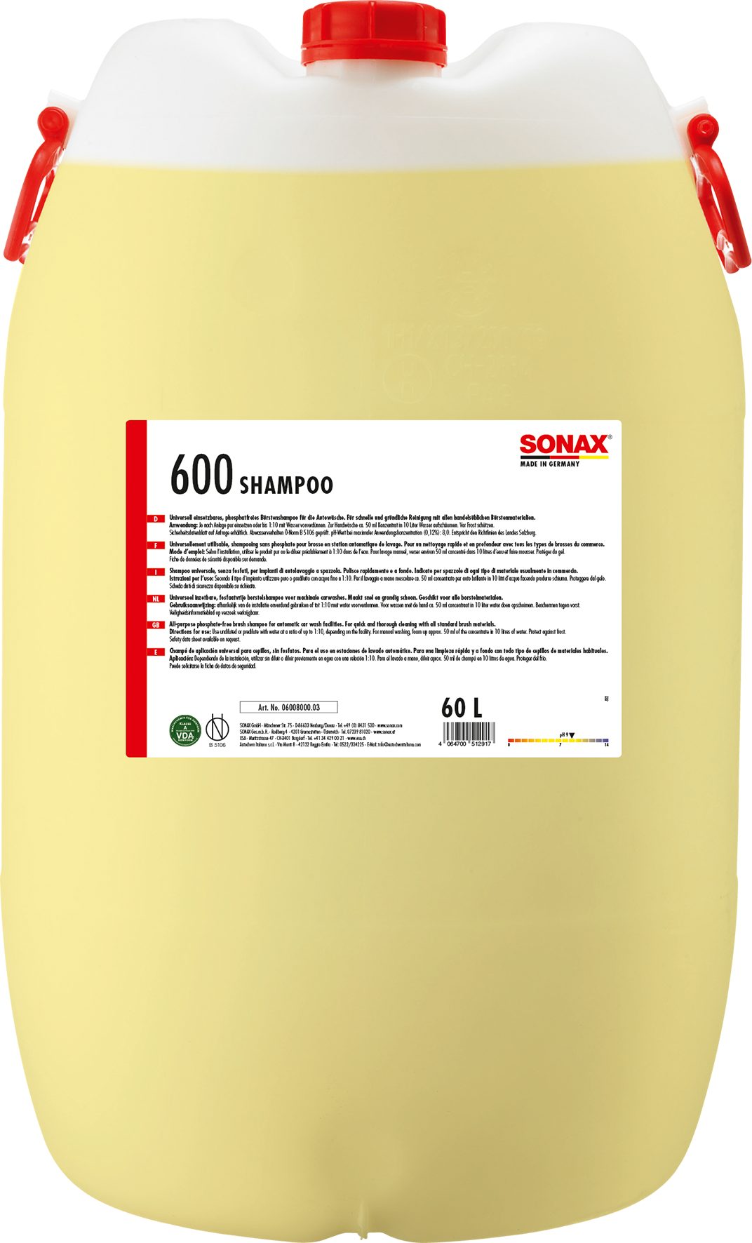 Sonax SONAX GlanzShampoo mit Enthärter 60 L Auto-Reinigungsmittel