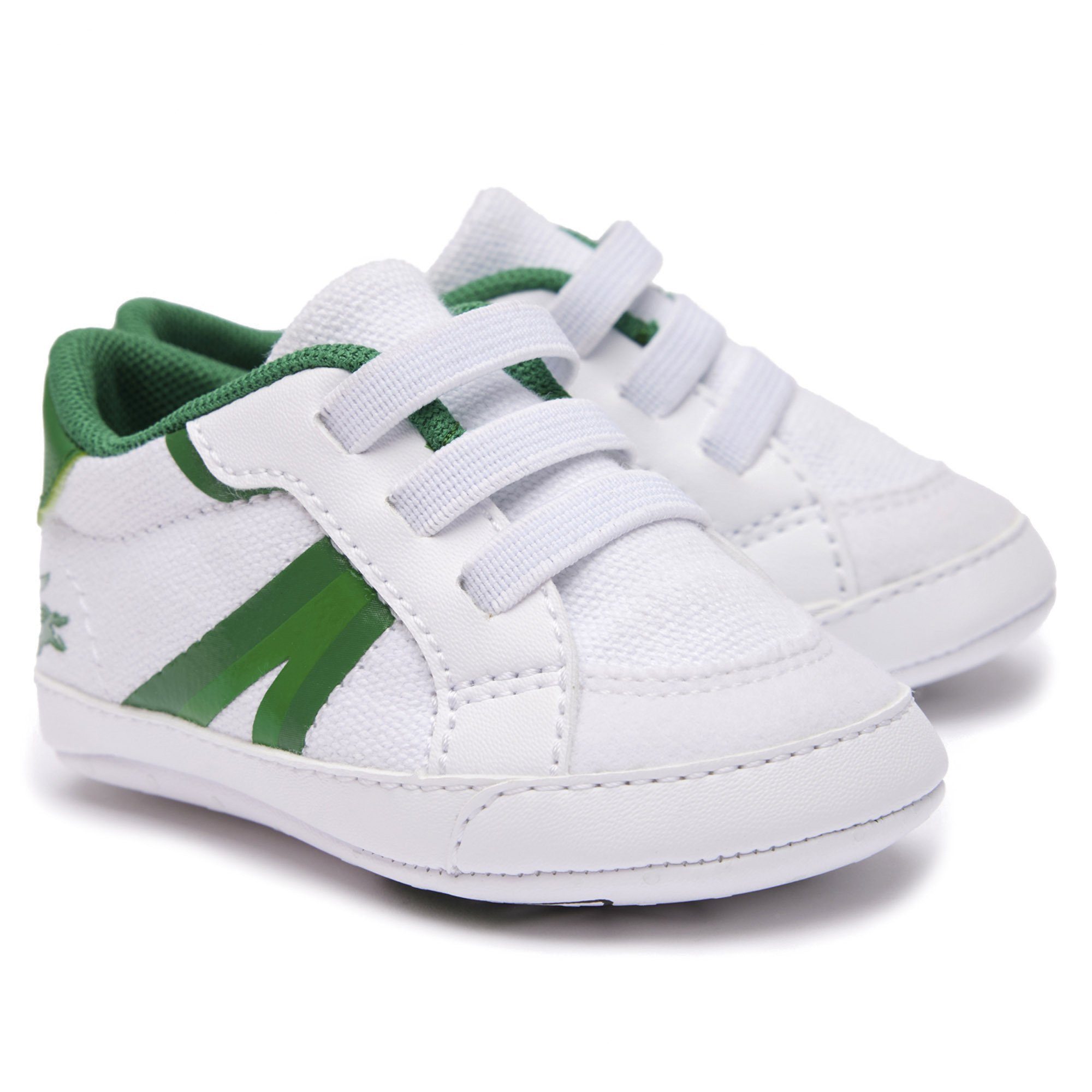 Lacoste Baby Schuhe - L004 Cub, Krabbelschuhe, Sneaker, Krabbelschuh Weiß/Grün