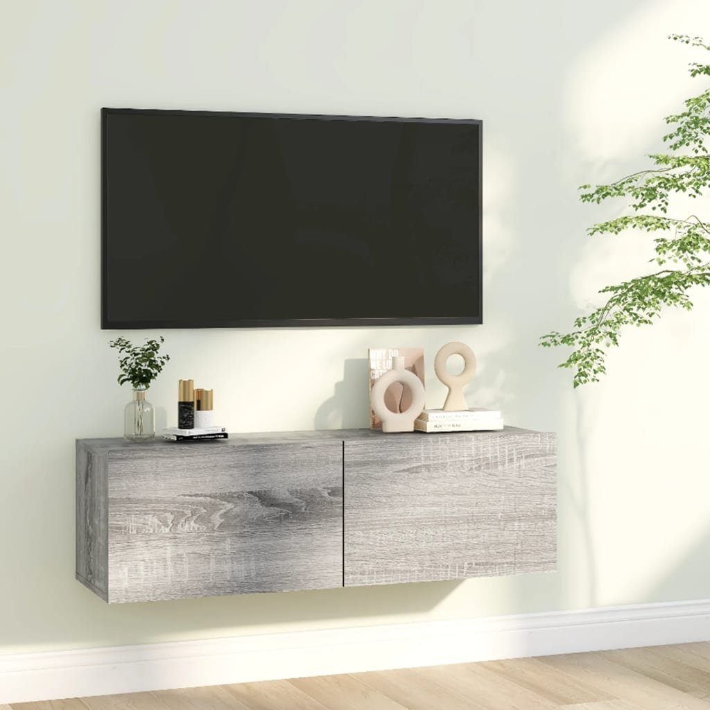 100x30x30 Holzwerkstoff TV-Wandschrank Grau TV-Schrank vidaXL (1-St) cm Sonoma
