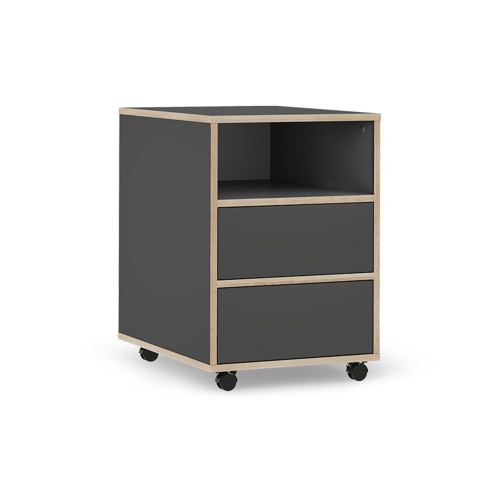 Vicco Rollcontainer Tetrix, Anthrazit/Nordik, 42 x 55 cm mit Regalen und 2 Schubladen, (1 St)