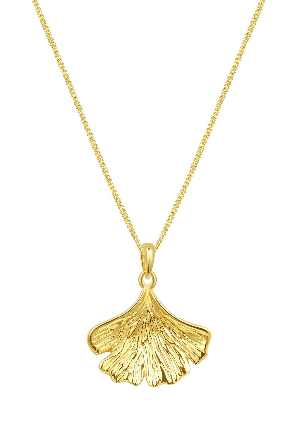 Hey Happiness Kette mit Anhänger Silber 925 Damen Ginkgo, 18K Vergoldet Cha günstig online kaufen