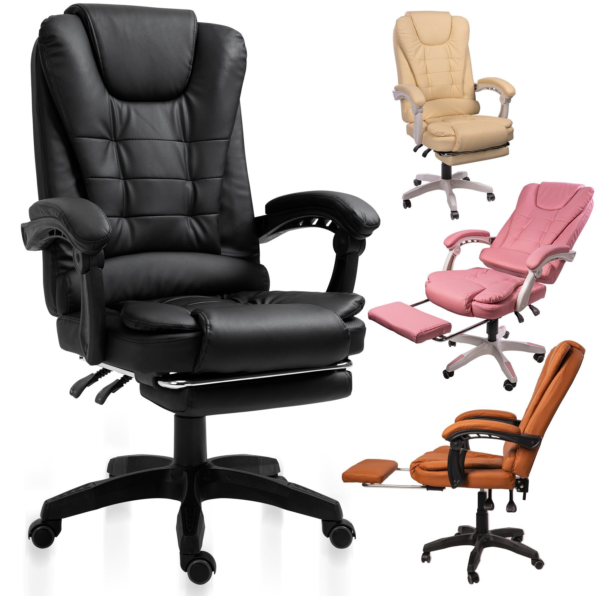 Lederoptik-Design im 3-Punkt-Armlehnen Bürostuhl Chefsessel TRISENS (1 Hector Schwarz-Rot Stück), Office Home Chair mit