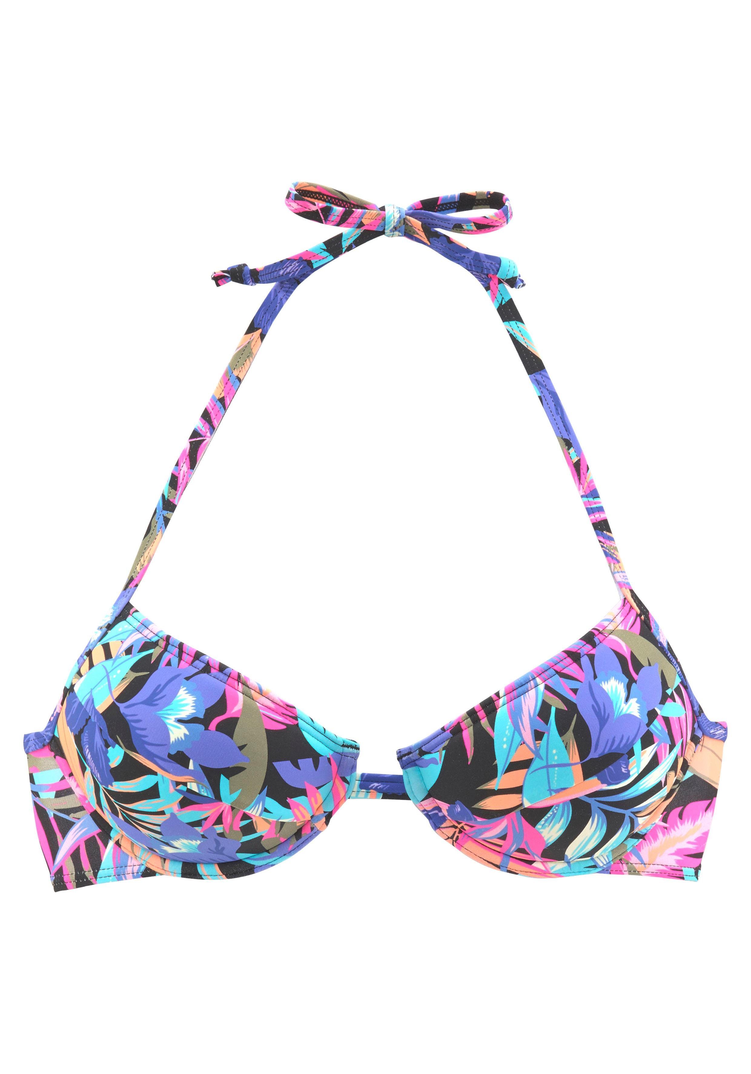 Bench. Push-Up-Bikini-Top Pitch, mit farbenfrohem Druck | Triangel-Bikinis