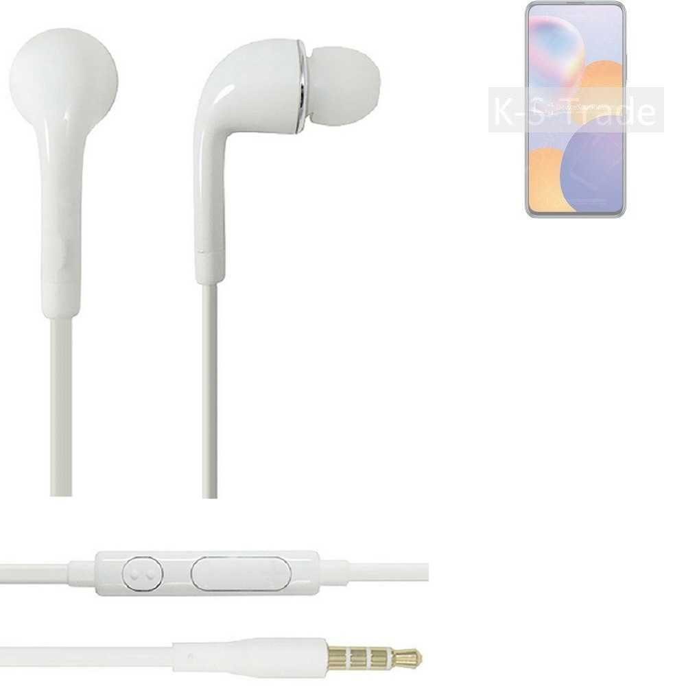 K-S-Trade für Huawei nova Y9a In-Ear-Kopfhörer (Kopfhörer Headset mit Mikrofon u Lautstärkeregler weiß 3,5mm)