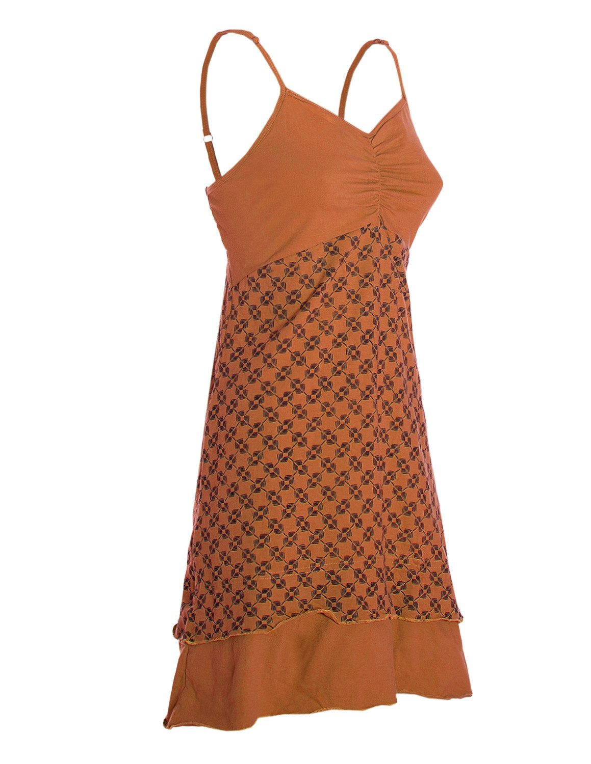 Vishes Sommerkleid Damen Babydoll Spaghettiträger bedruckt Baumwolle Alternative Mode, Boho, Hippie, Ethno, Festival