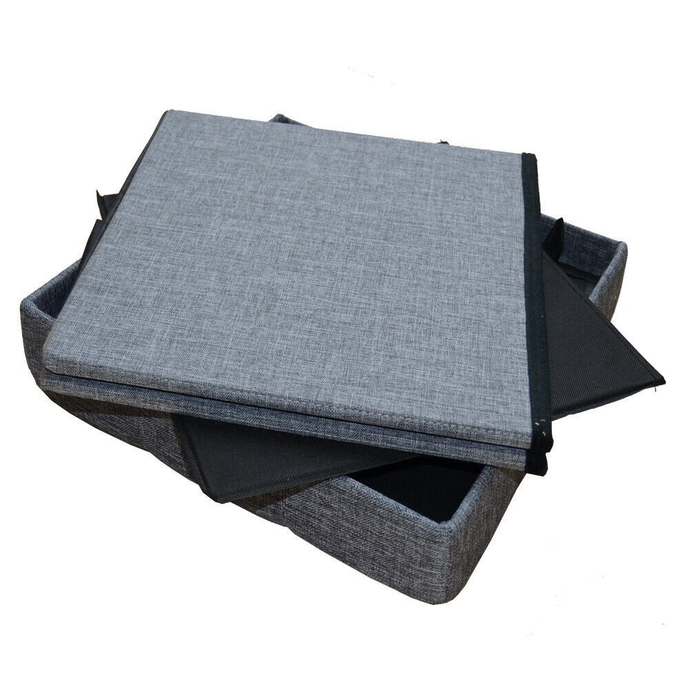 style home Sitzhocker mit Stauraum faltbare Sitzwürfel (Sitztruhe aus Leinen, 38 x 38 x 38 cm Grau), gepolstert Sitzbank Fußhocker für Wohnzimmer Schlafzimmer – Bild 4 von 5