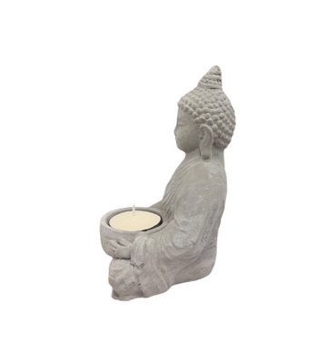 Linoows Windlicht Kerzenhalter, Teelichthalter Buddha, Gartenlicht (1x), Buddha mit Teelicht, Kerzenständer aus Beton