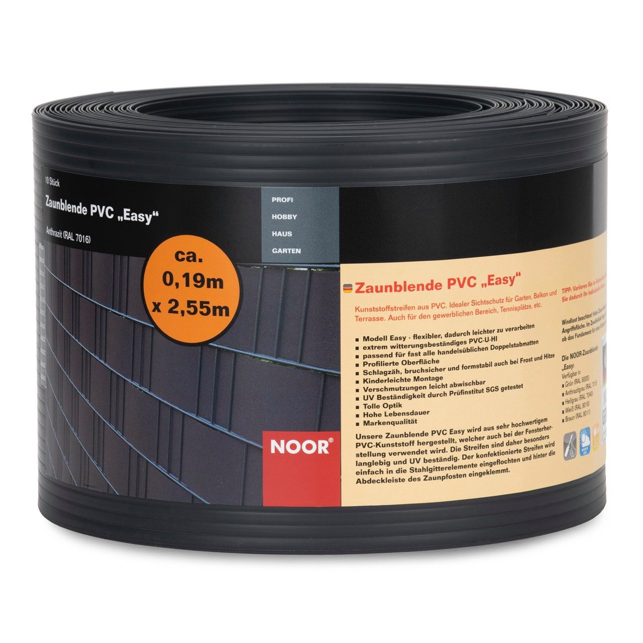 NOOR Sichtschutzstreifen PVC EASY, 0,19x2,55m - günstig online kaufen