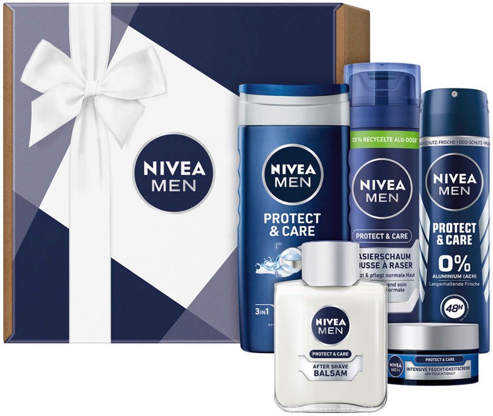 Nivea Men Pflege-Geschenkset PROTECT & CARE, 5-tlg., für Gesicht und Körper, Deo-Spray mit 48h Deo-Schutz