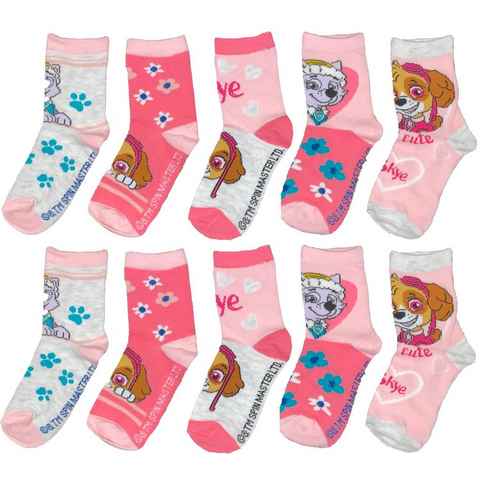 PAW PATROL Feinsocken 5x Paw Patrol Mädchensocken Kinder Strümpfe Mädchen Kniestrümpfe set 5 Paar Gr. 23 24 25 26 27 28 29 30