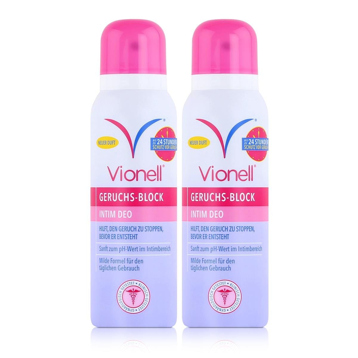 Vionell Deo-Stift Vionell Geruchs-Block Intim Deo 125ml - Sanft im Intimbereich (2er Pac