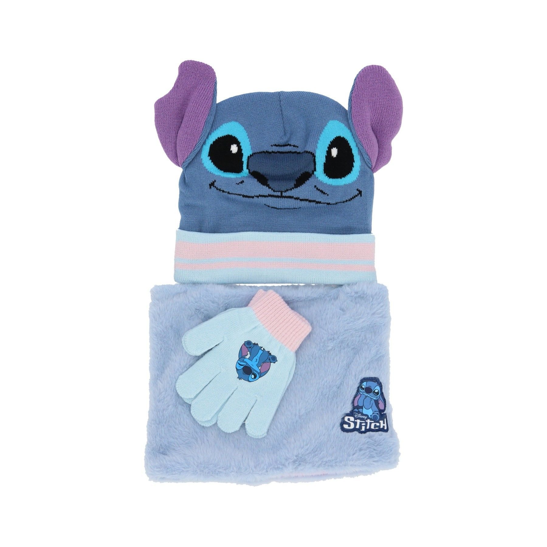 Lilo & Stitch Mütze & Schal Winterset für Kinder – Mütze, Handschuhe und Schal Onesize