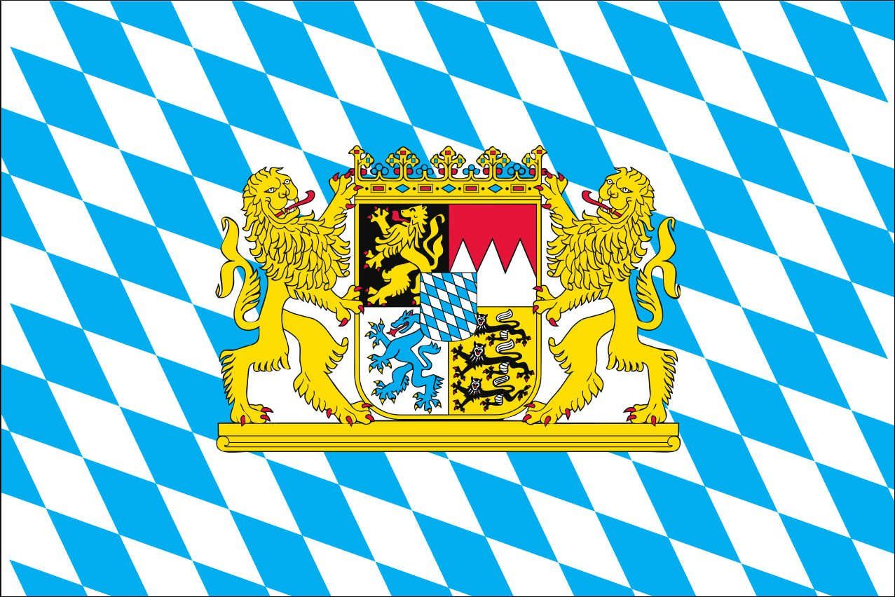 flaggenmeer Flagge Bayern mit Wappen und Löwen 160 g/m² Querformat