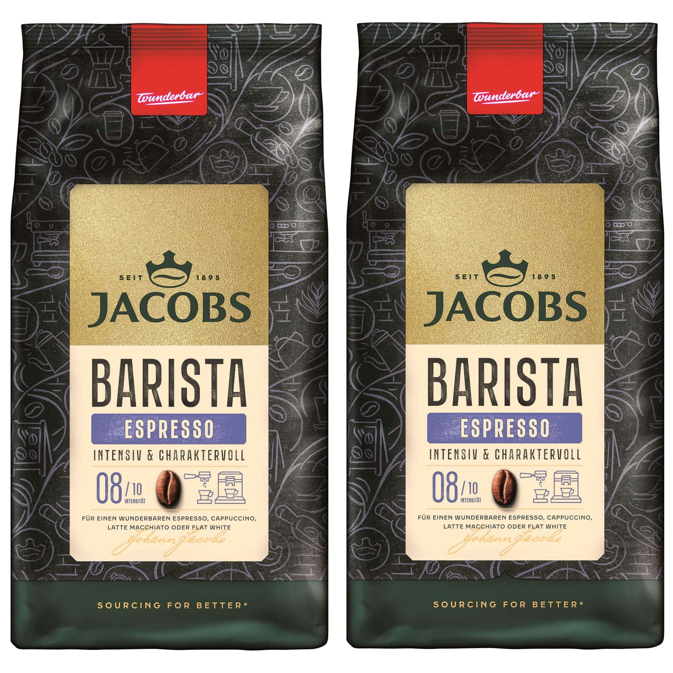 JACOBS Kaffee Kaffeebohnen Barista Editions Espresso ganze Bohne 2 x 1kg = 2kg, 2000 g, (Packung, 2er Pack)
